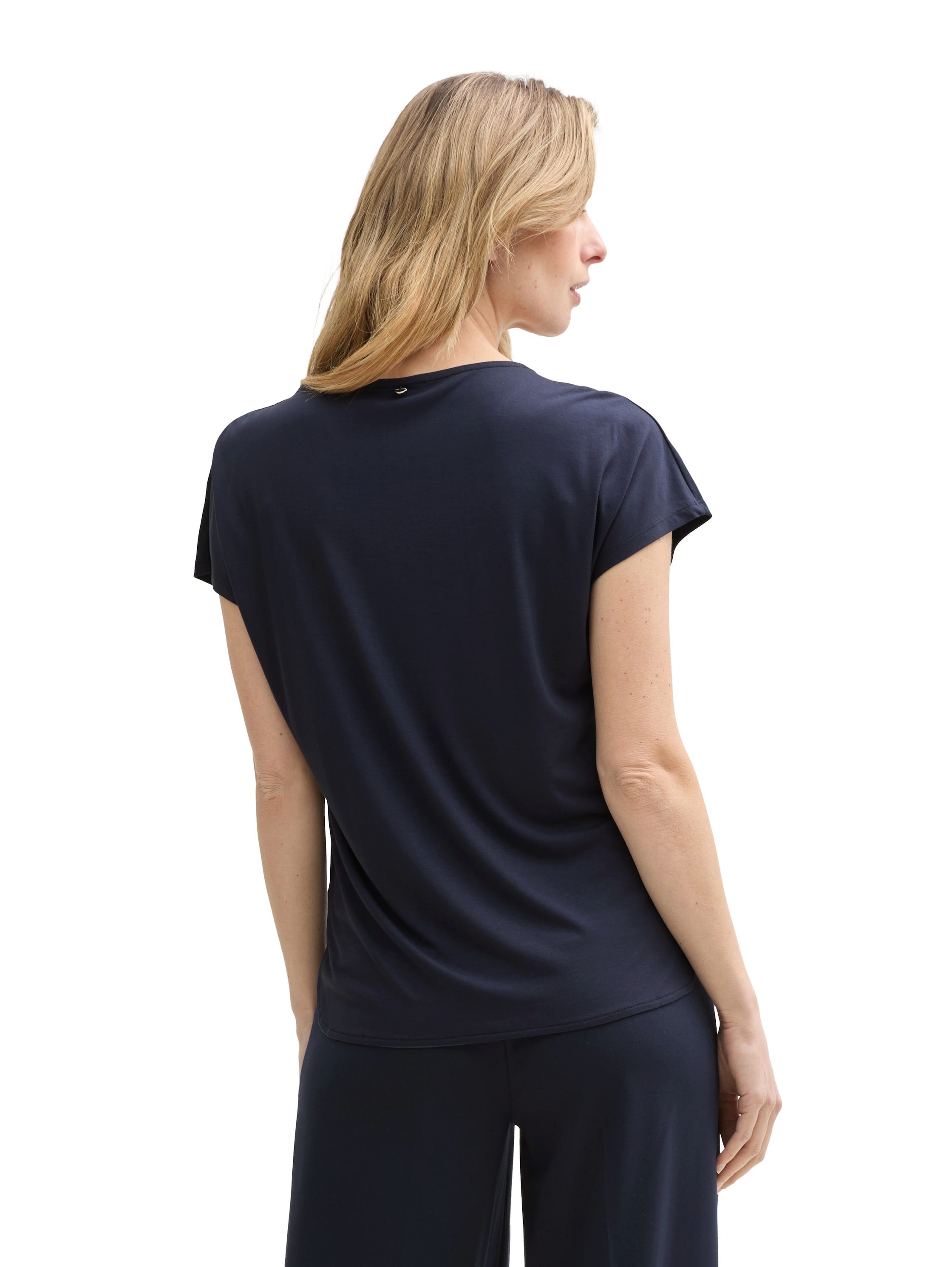 Tom Tailor T-shirt met gesplitste ronde halslijn