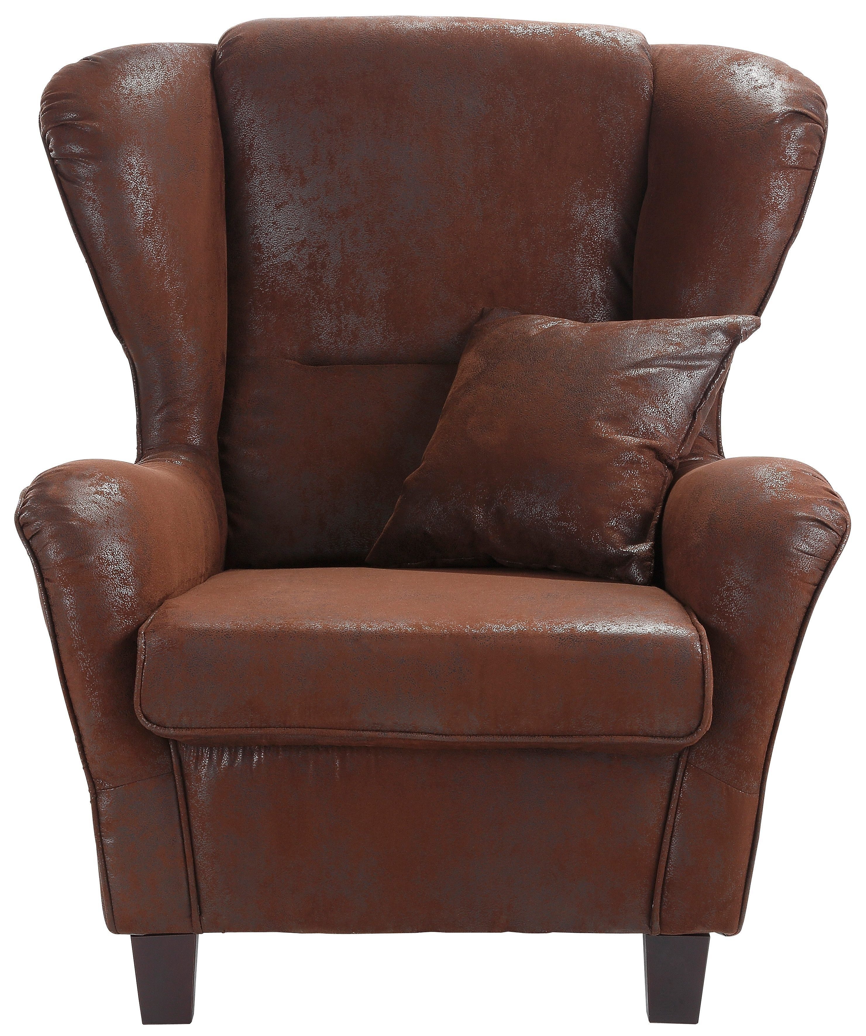 Home affaire Oorfauteuil Oliver Oorstoel, met poef, sierkussens, klassieke vorm (2 stuks)