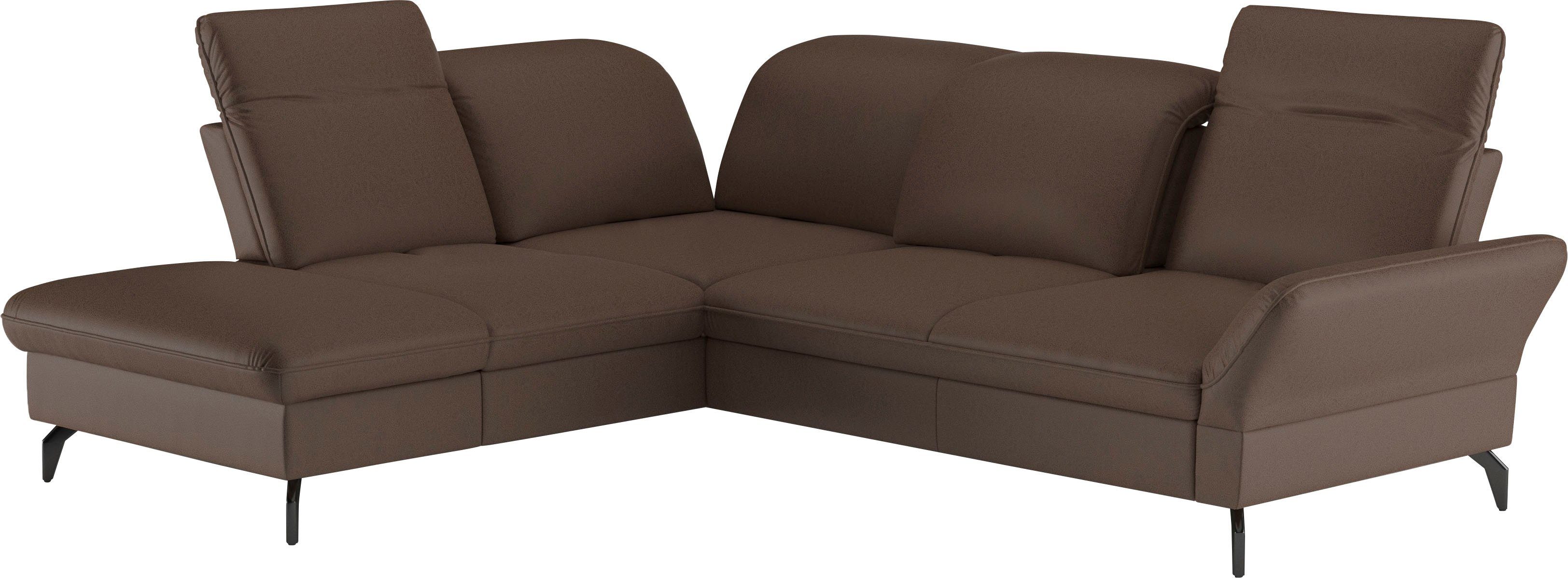 sit&more Hoekbank Leandro L-vorm Naar keuze met bed, hoofdbord en armleuningfunctie, en bergruimte