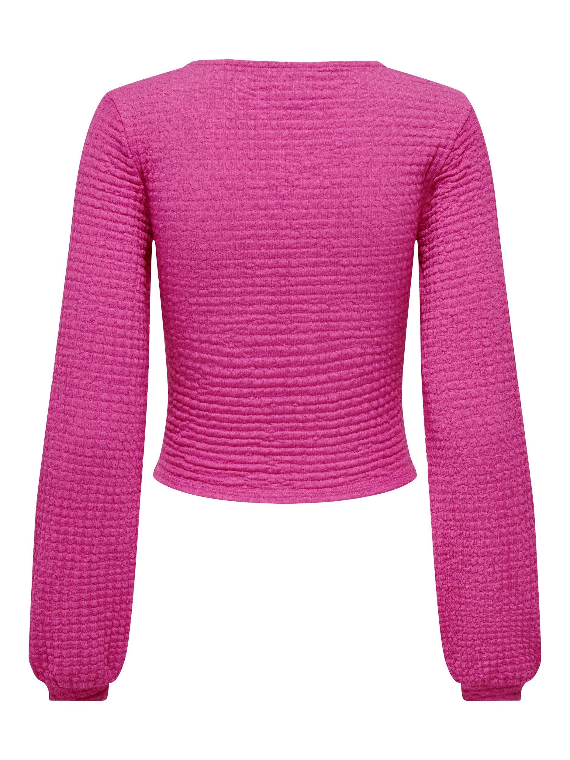 Only Shirt met V-hals ONLMAI L S RUCHING TOP CC JRS