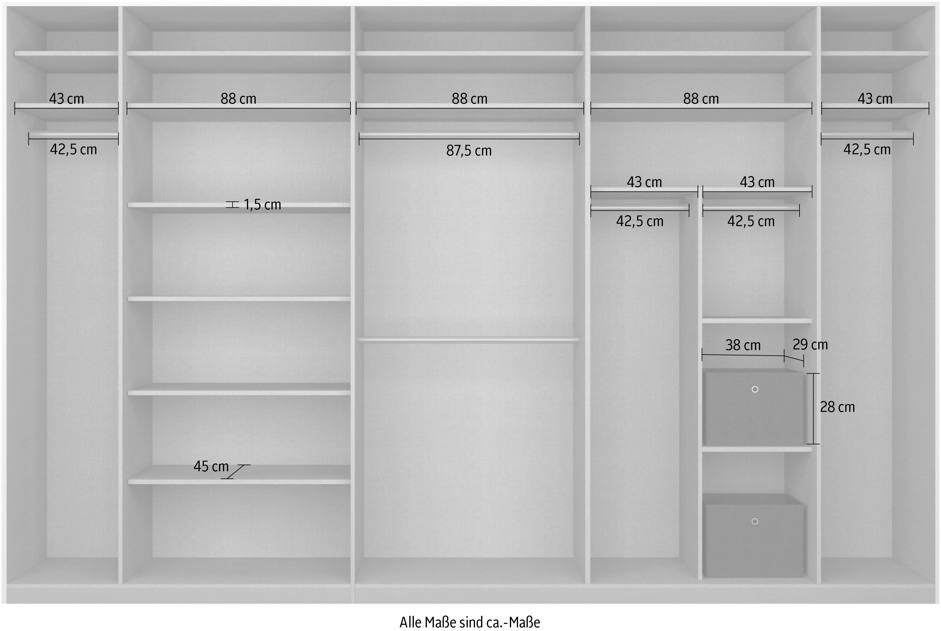 rauch Schuifdeurkast Kledingkast Garderobe CORTONA inclusief interieurindeling,