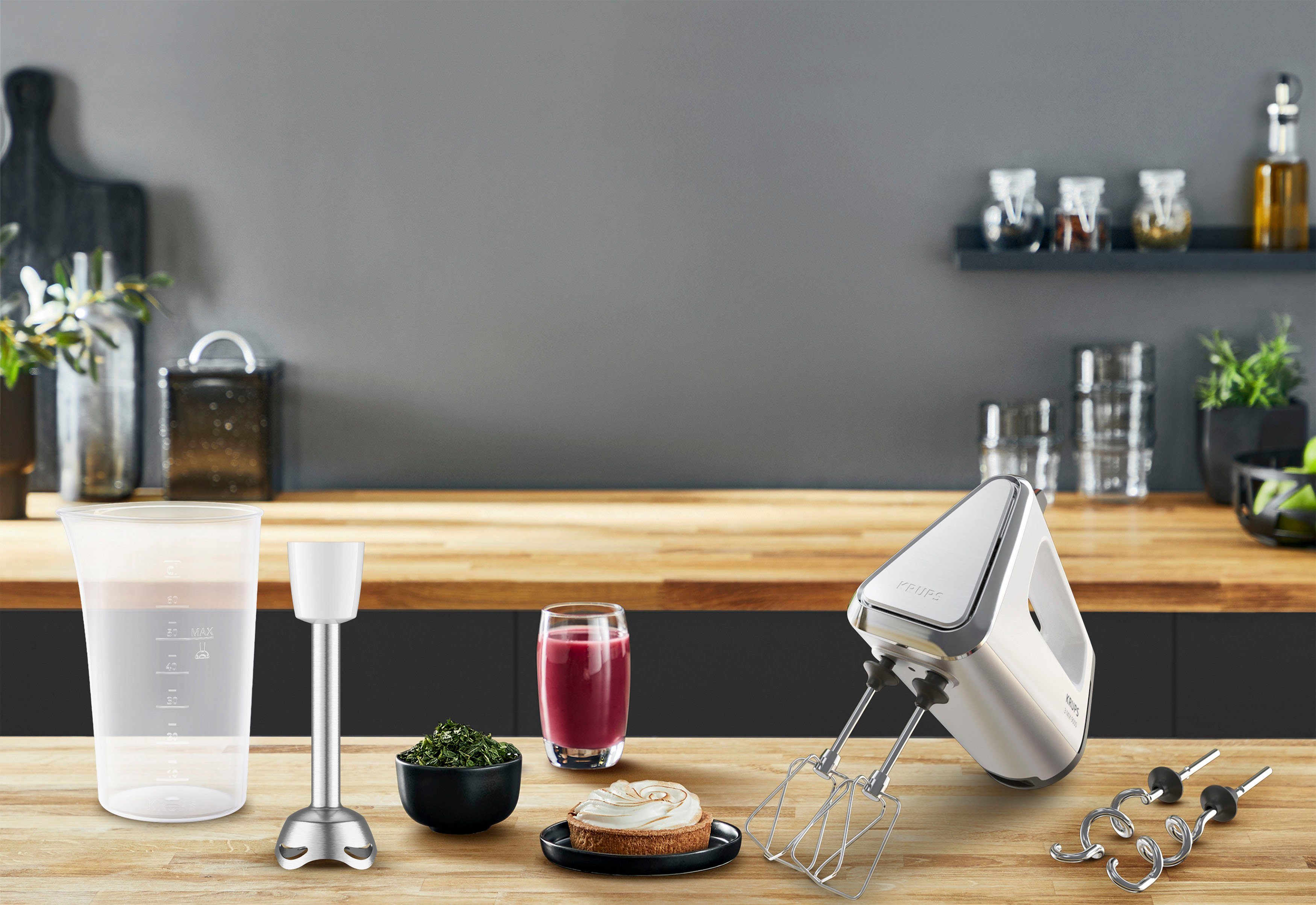 Krups Handmixer 3, Mix 9000 incl. garde, deeghaken, staafmixer-opzetstuk, maatbeker, gn9121