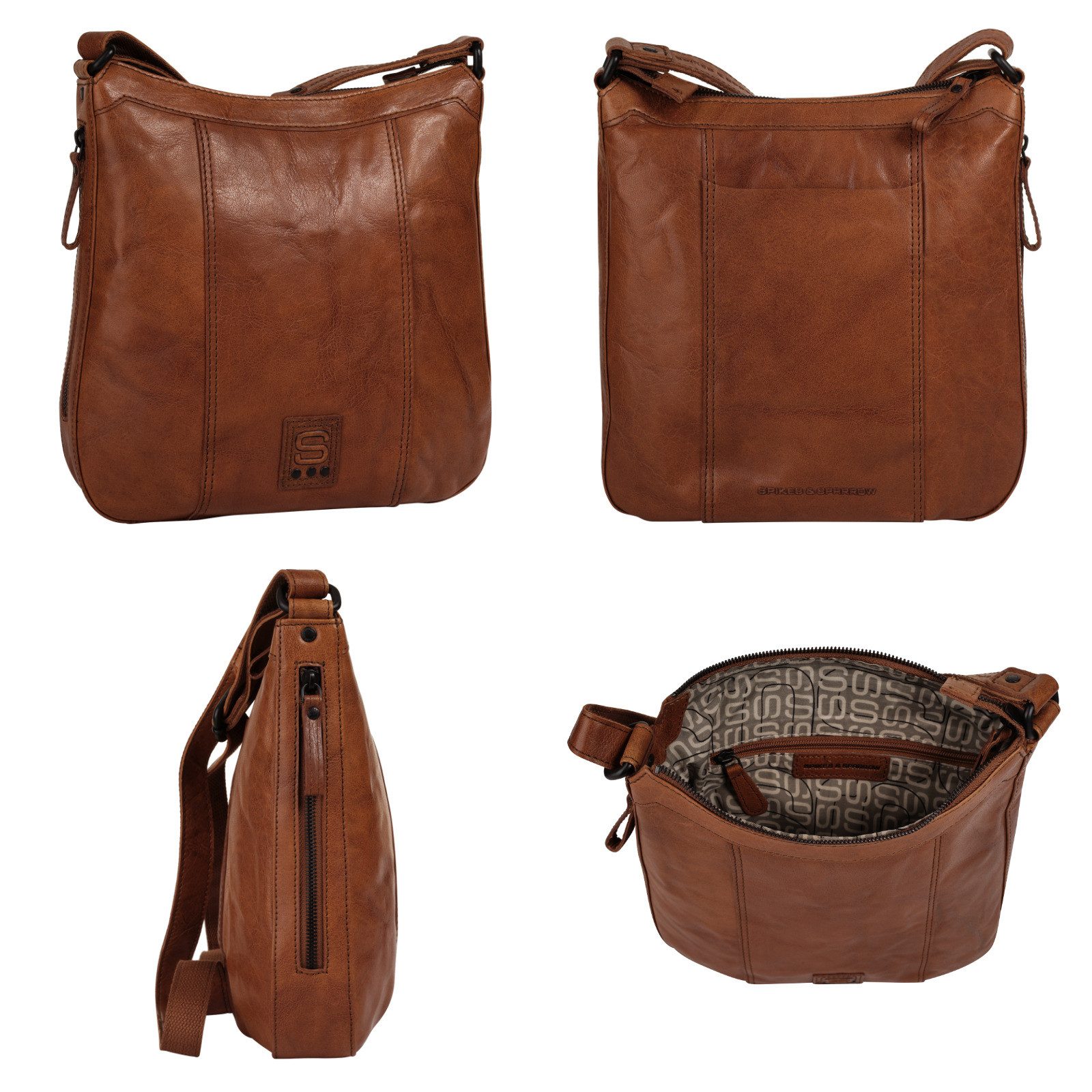 Spikes & Sparrow Schoudertas echt leder