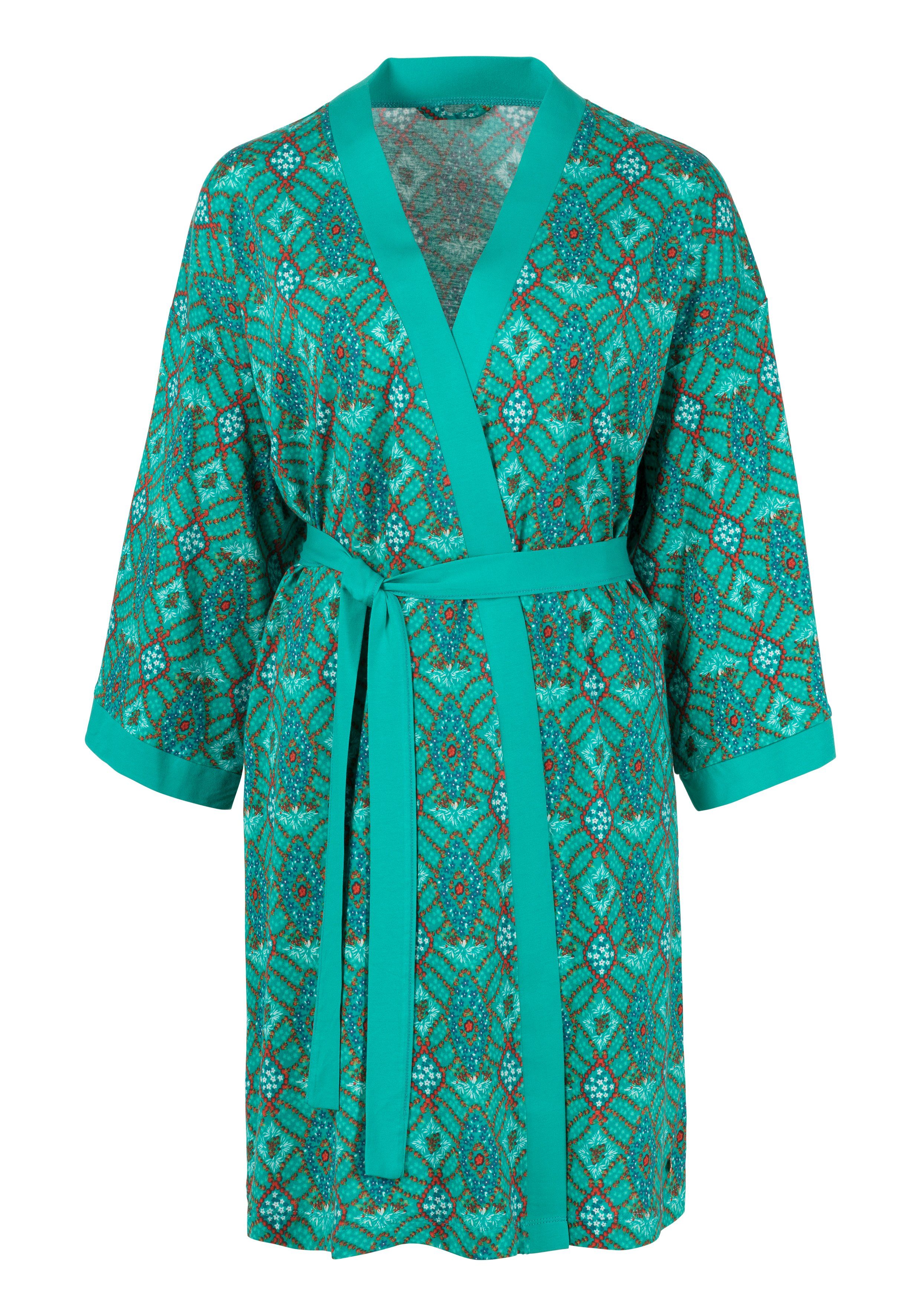 s.oliver red label beachwear kimono met ornamentprint die gestrikt kan worden groen