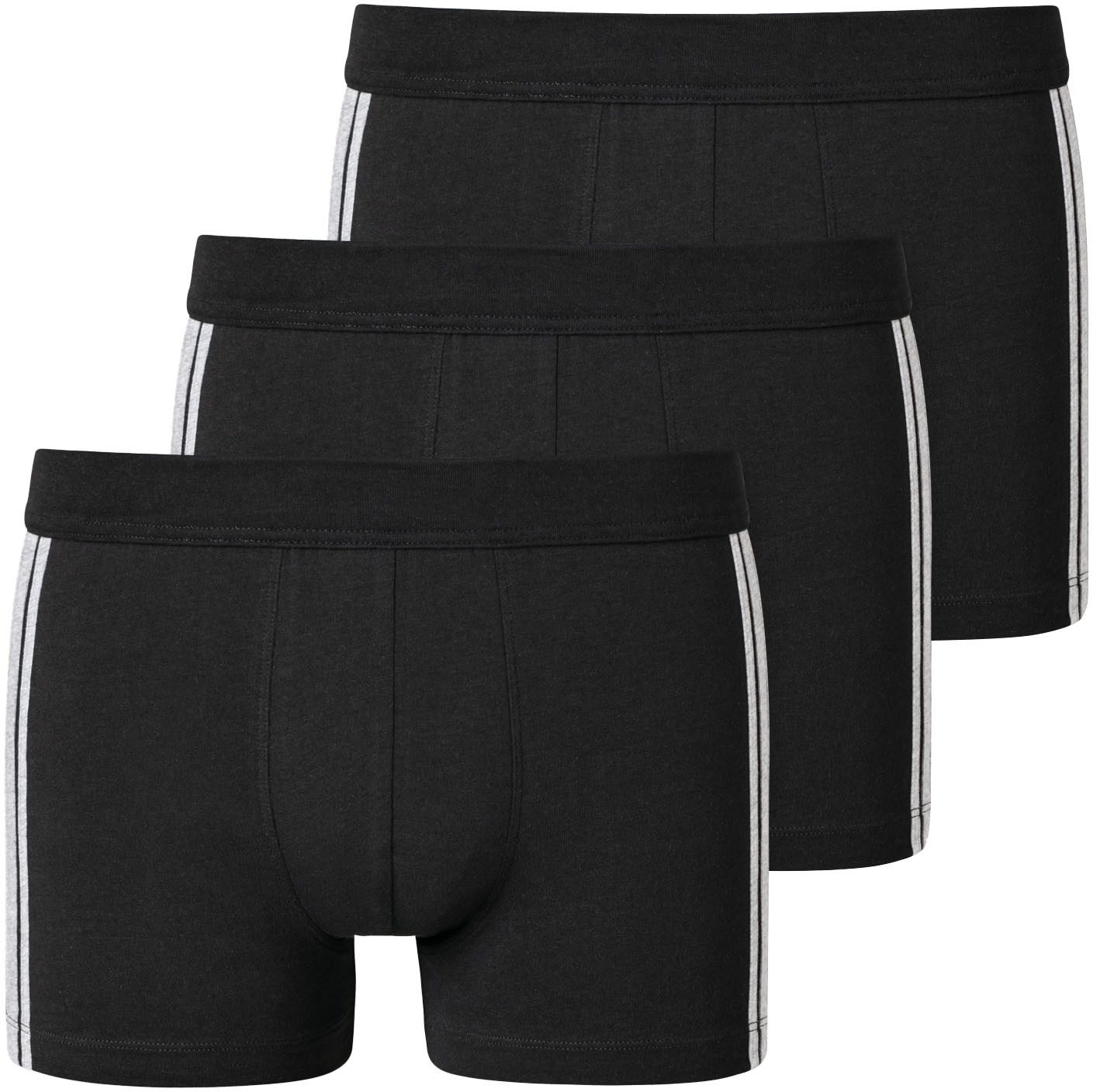 Schiesser Boxershort 95/5 met zachte, tonale tailleband, contrasterende zijstrepen (3 stuks) jongens boxershorts maat 10 zwart