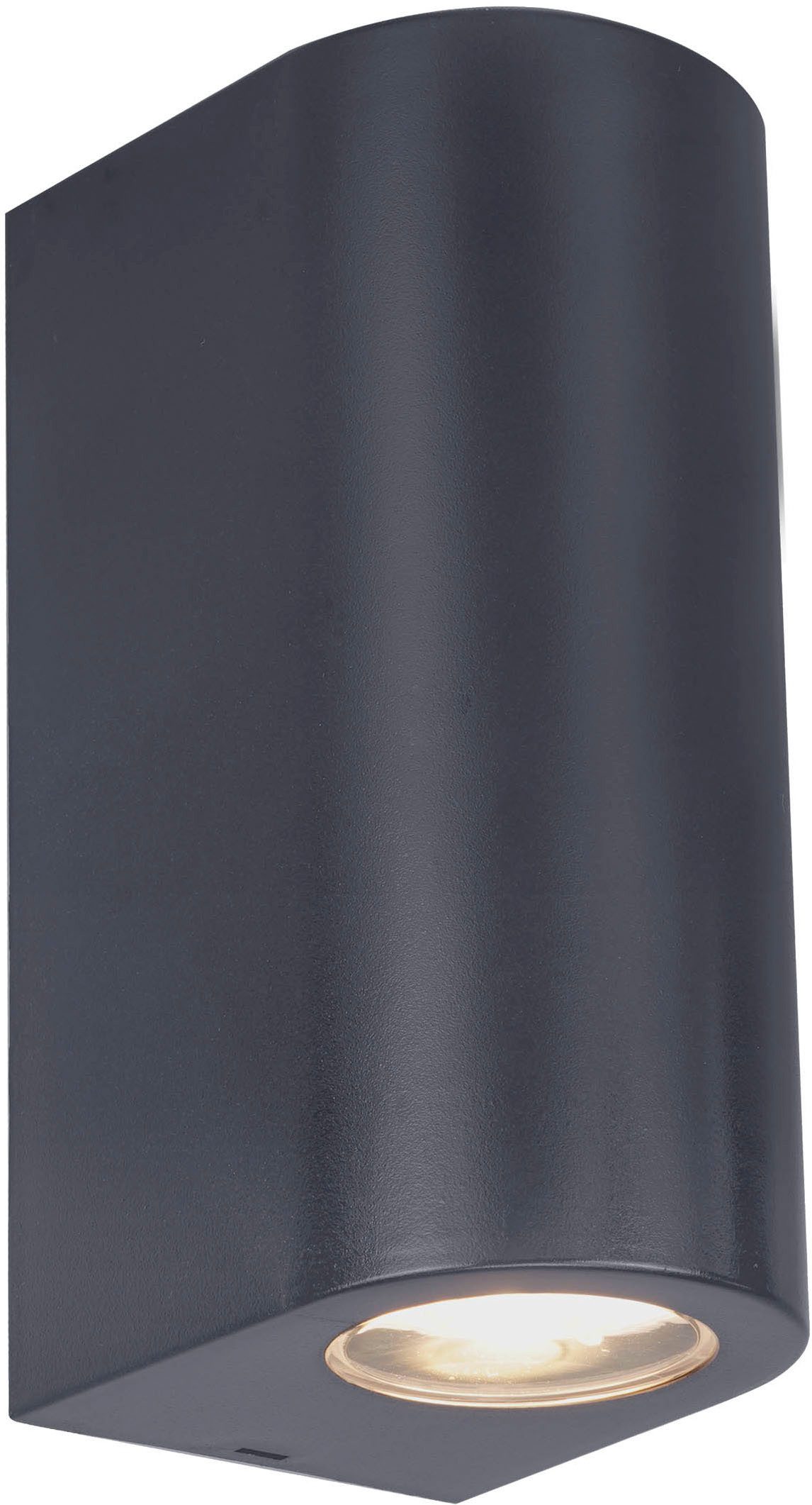 näve Wandlamp voor buiten Alecto cilindrische vorm, zwart, 2 x gu10 excl. lichtbron, h: 15,5 cm (1 stuk)