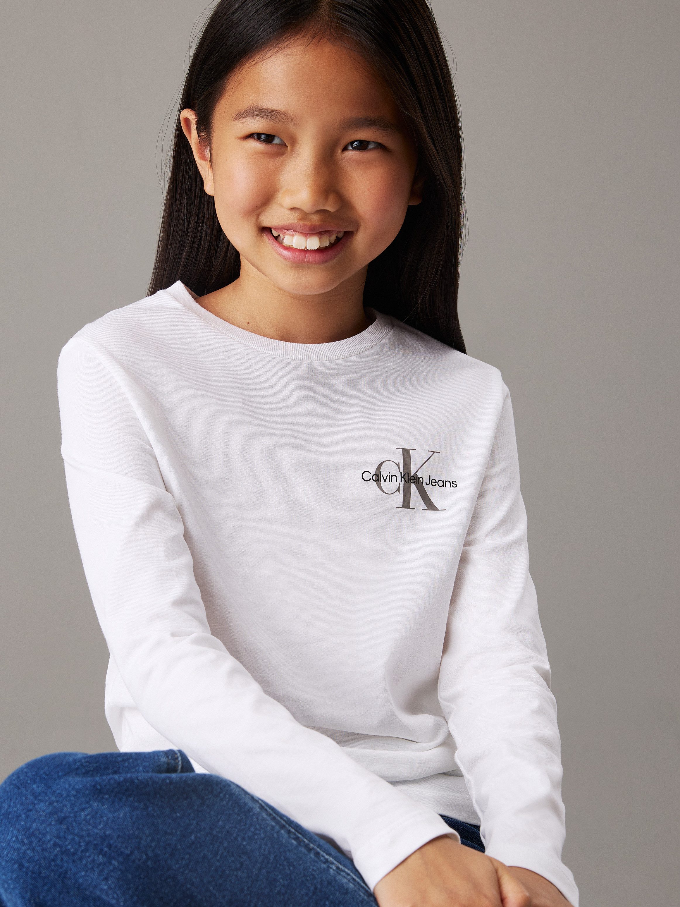 Calvin Klein Shirt met lange mouwen Chest Monologo Ls T-Shirt voor kinderen tot 16 jaar en met logo-opdruk