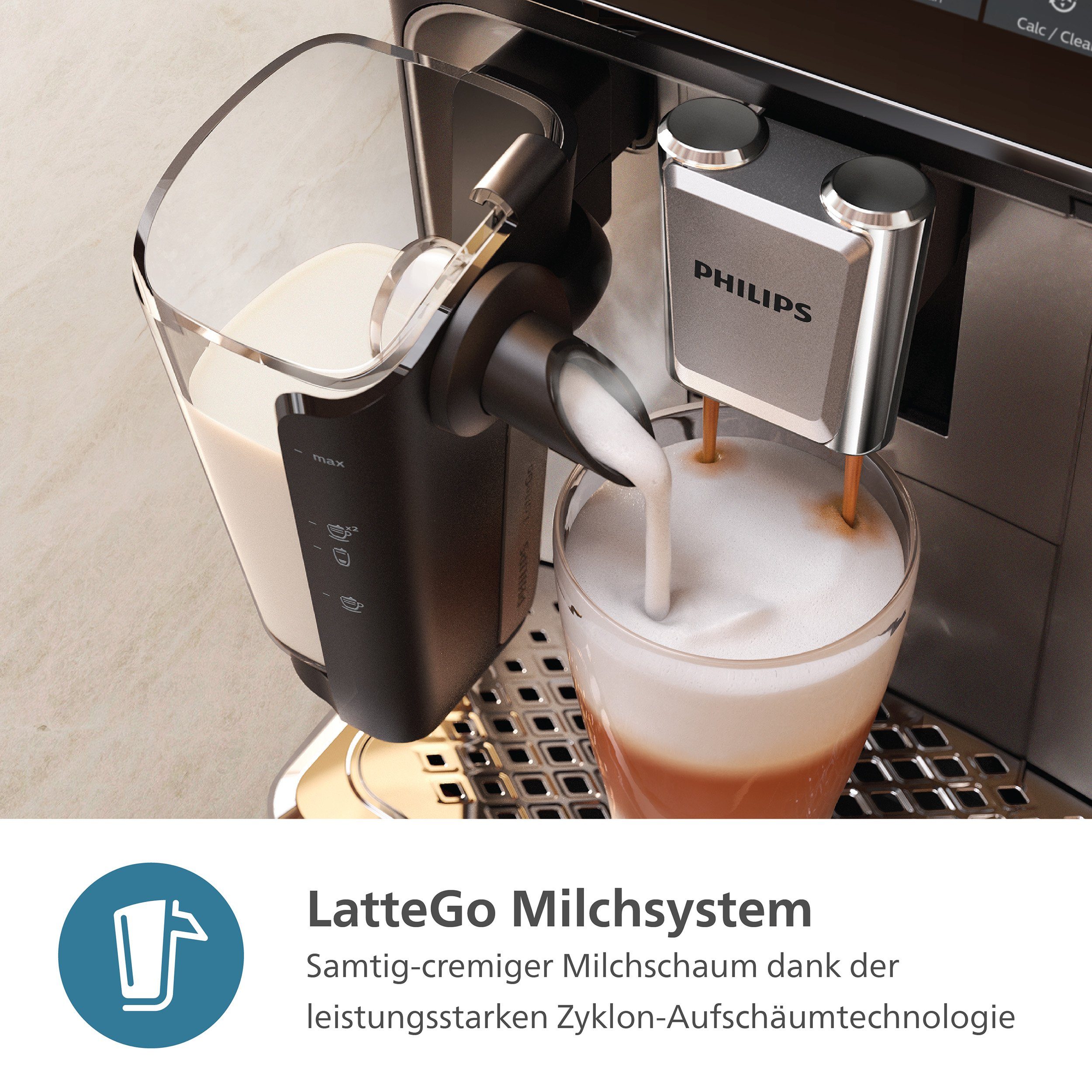 Philips Volautomatisch koffiezetapparaat EP3347/90 3300 Series, 6 koffiespecialiteiten, met lattego melkopschuimer, zwart verchroomd