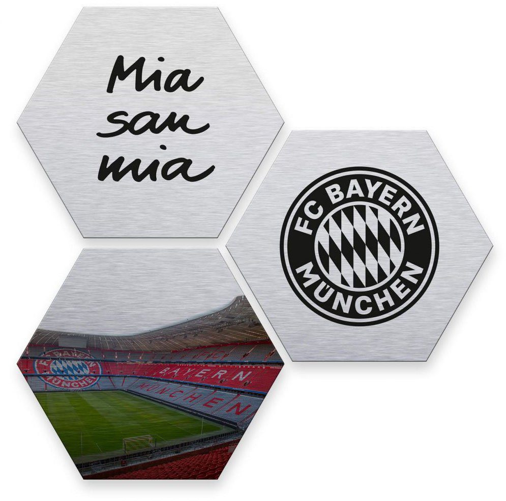Wall-Art Meerdelige artprint Zilver FC Bayern München (set, 3 stuks)