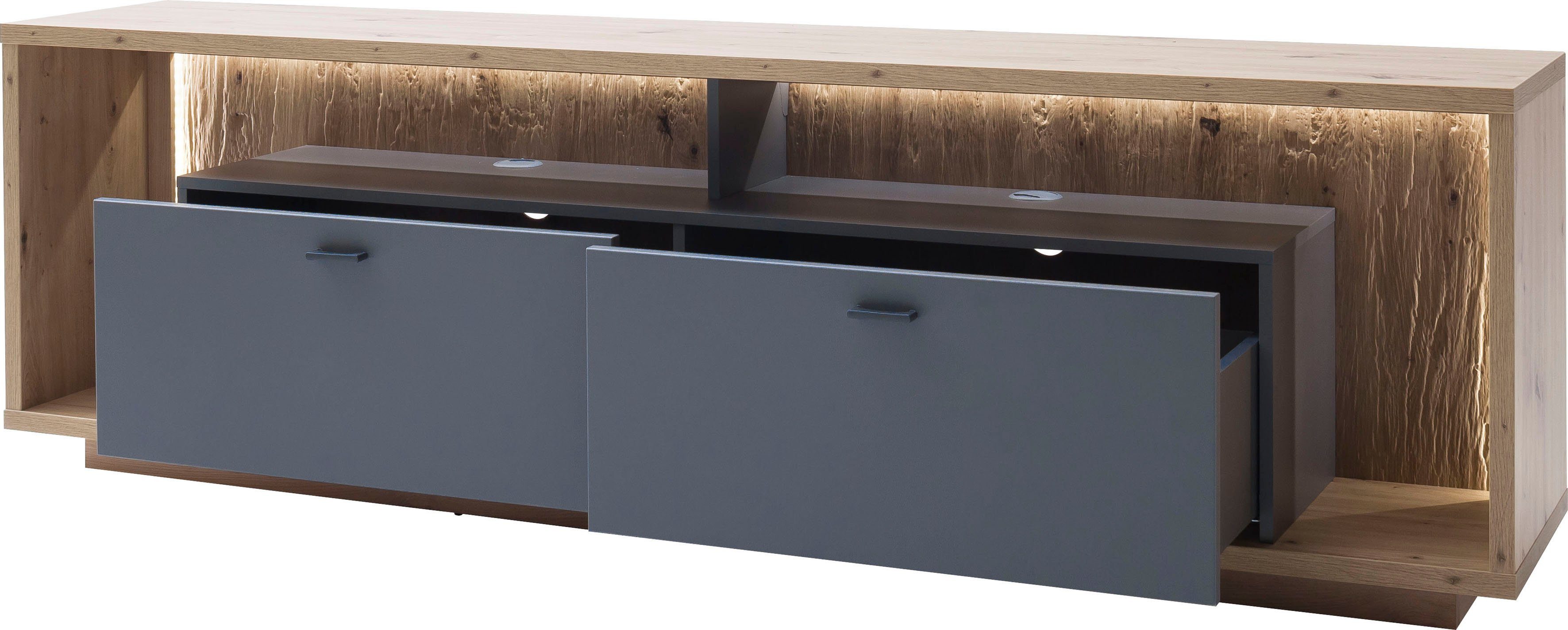 MCA furniture Tv-meubel Lizzano Tv-meubel voor tv tot 80 inch met 3D achterwand, naar keuze met verlichting