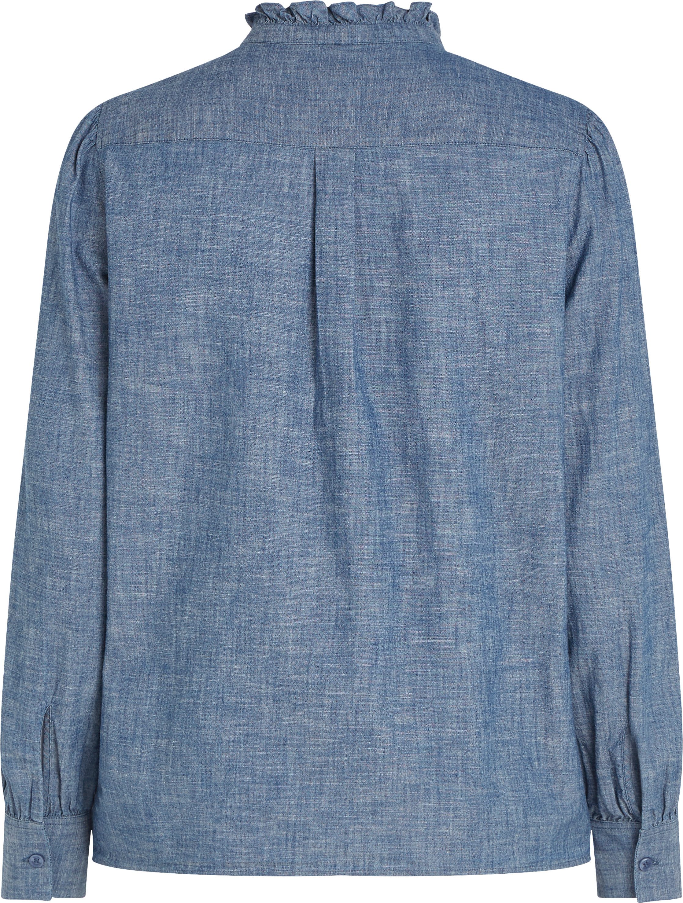 Tommy Hilfiger Shirtblouse CHAMBRAY RUFFLE RELAXED SHIRT met ruches chambray kwaliteit