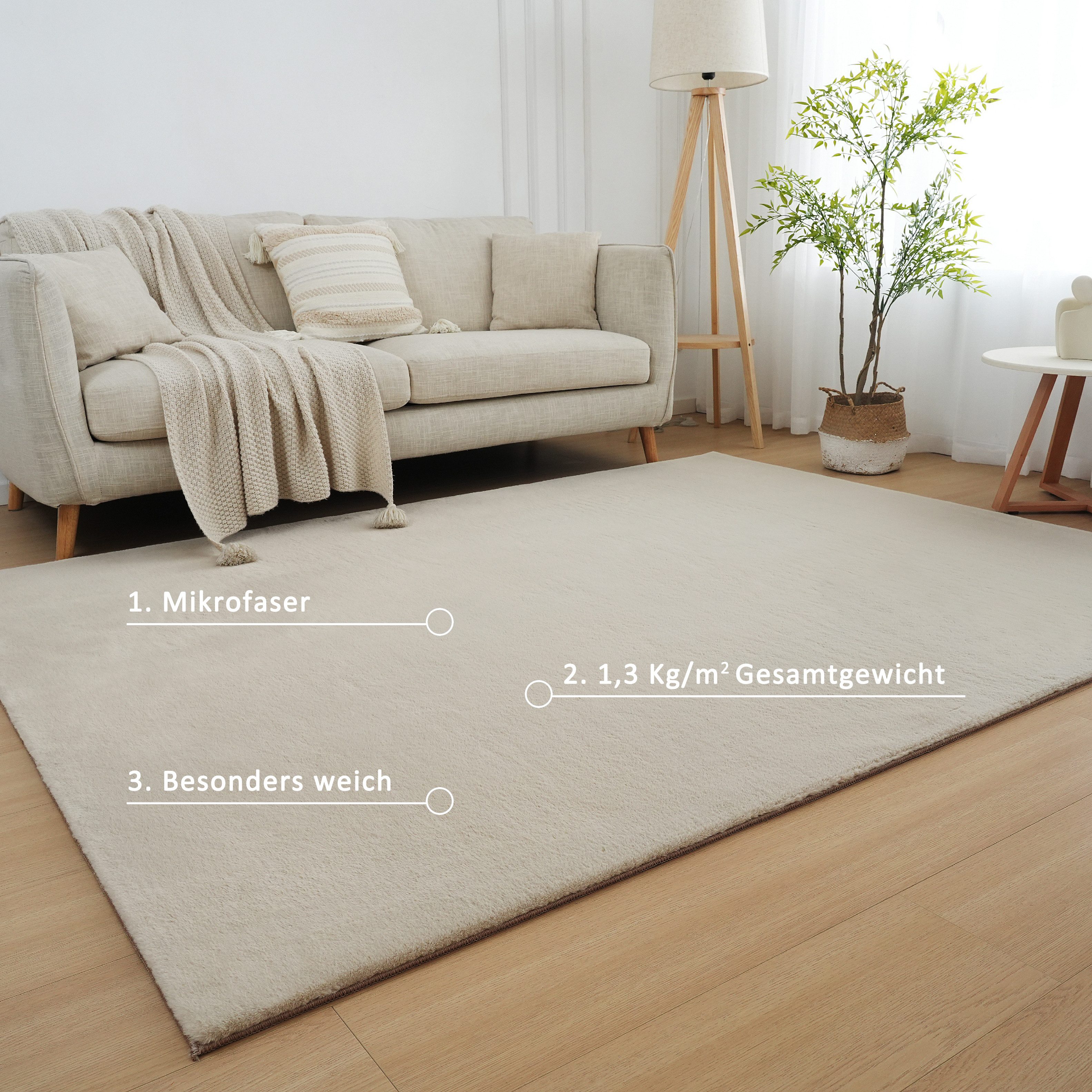 Leonique Vachtvloerkleed Balu, kunstfellteppich, modern, langpolig tapijt Konijnenbont-gevoel, behaaglijk, zacht, woonkamer, slaapkamer