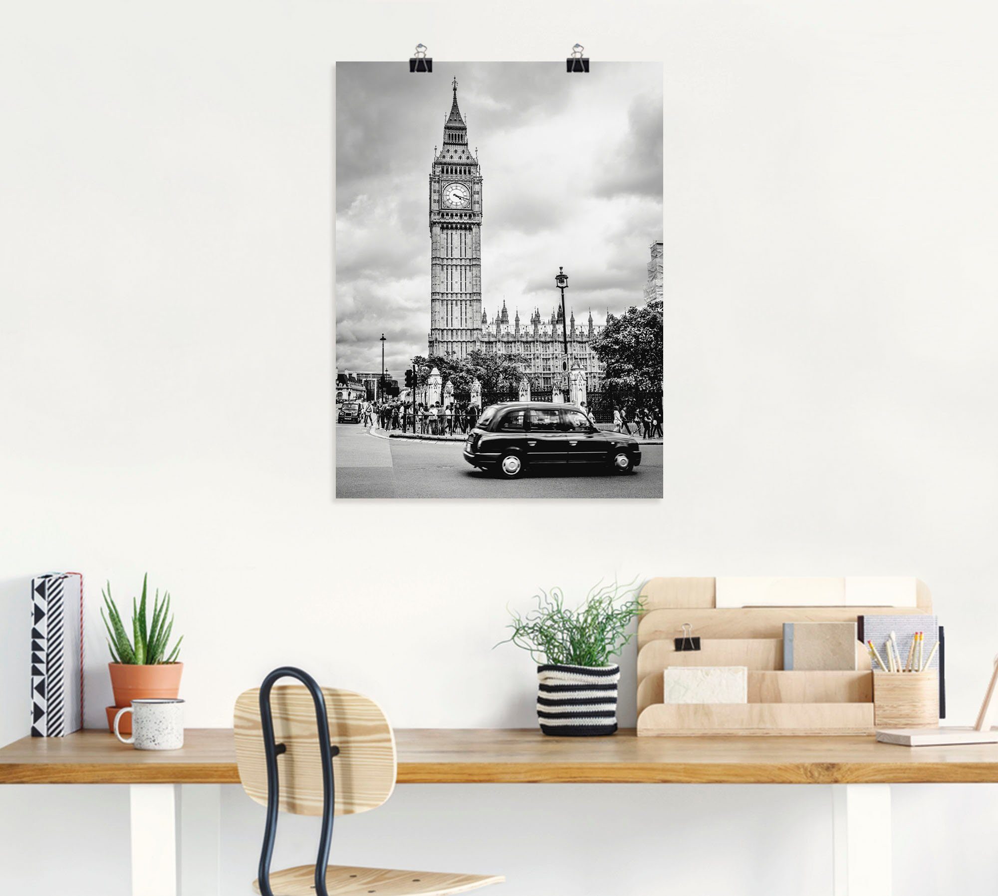 Artland Artprint Londen Taxi en Big Ben als artprint op linnen, poster in verschillende formaten maten