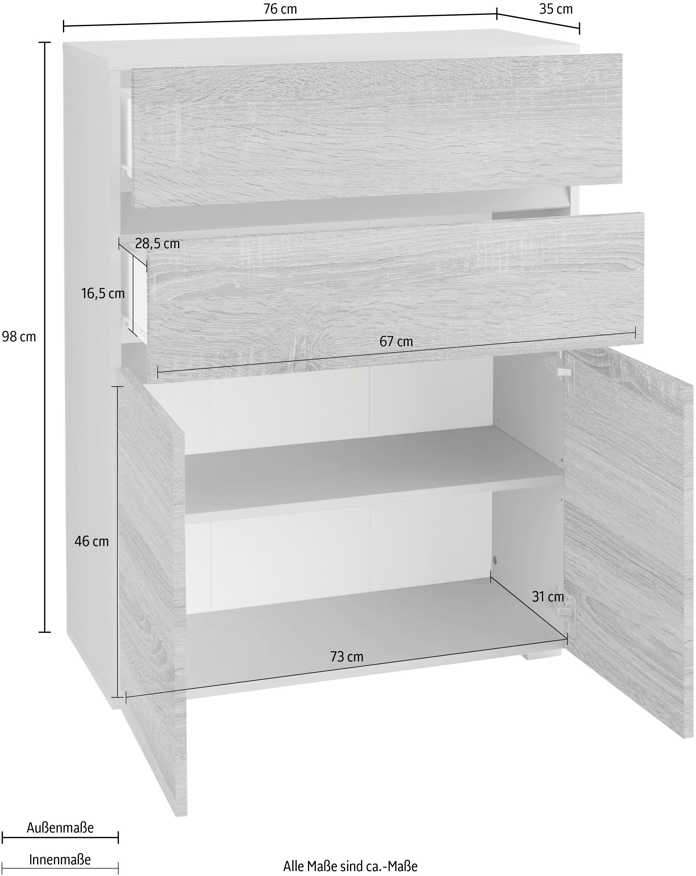 Home affaire Halfhoge kast Wisla Hoogte 98 cm, met deuren en lades