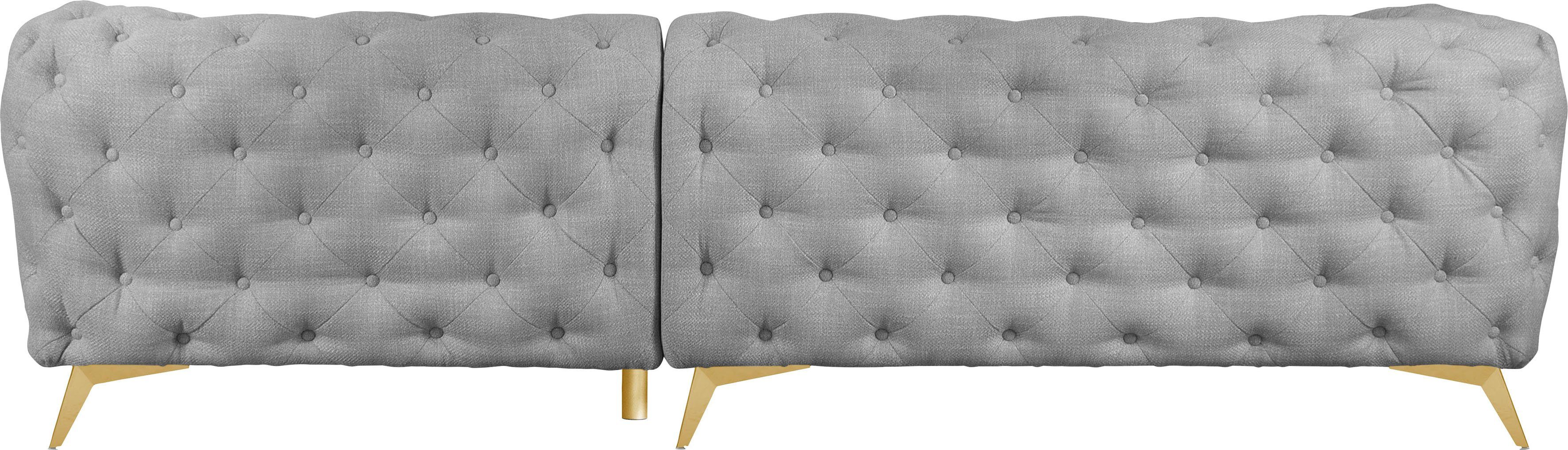 Leonique Chesterfield-bank Glynis L-vorm luxueuze capitonnage, moderne chesterfield look, kleur van de poten ter keuze