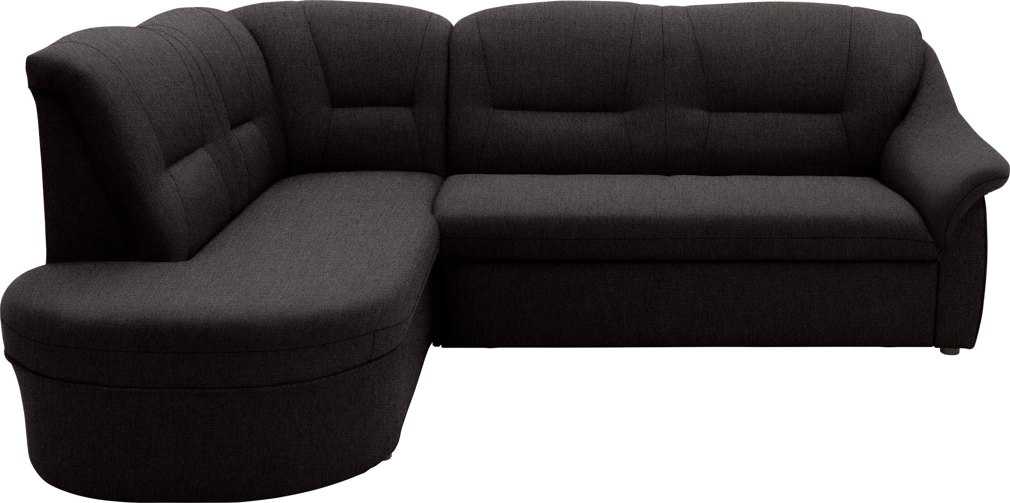 DOMO collection Hoekbank Faenza voor kleine ruimtes, afmetingen 232,176cm, comfortabel, L-vorm met ottomane, tijdloos, elegante armleuningen,