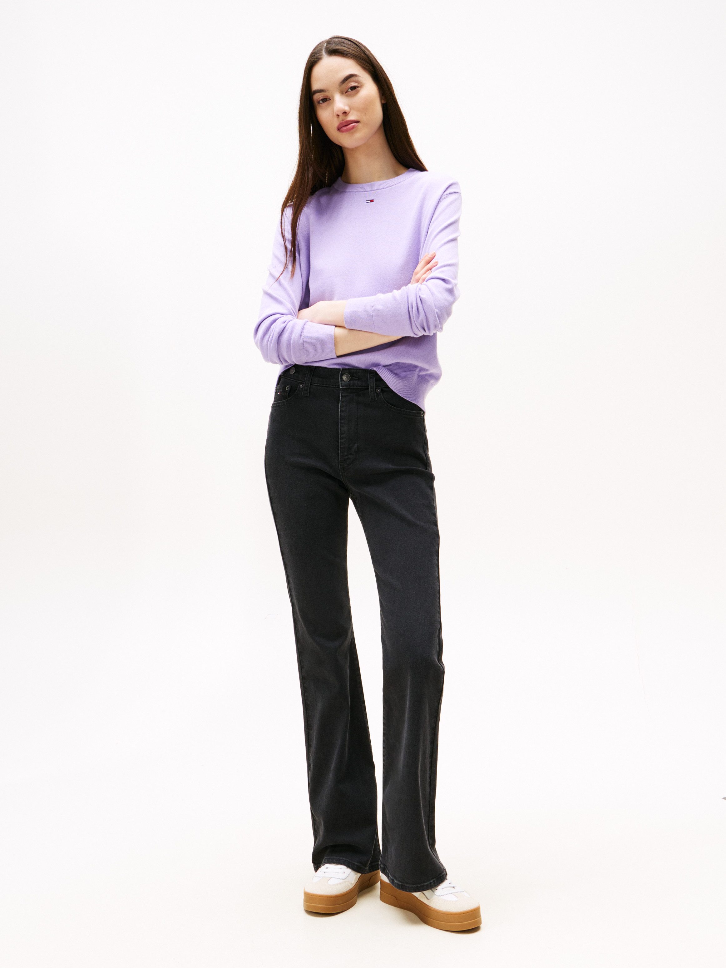 TOMMY JEANS Bootcut jeans SYLVIA HGH FLR BI1267 Wijd pijpform en logo borduursel op de achterzak