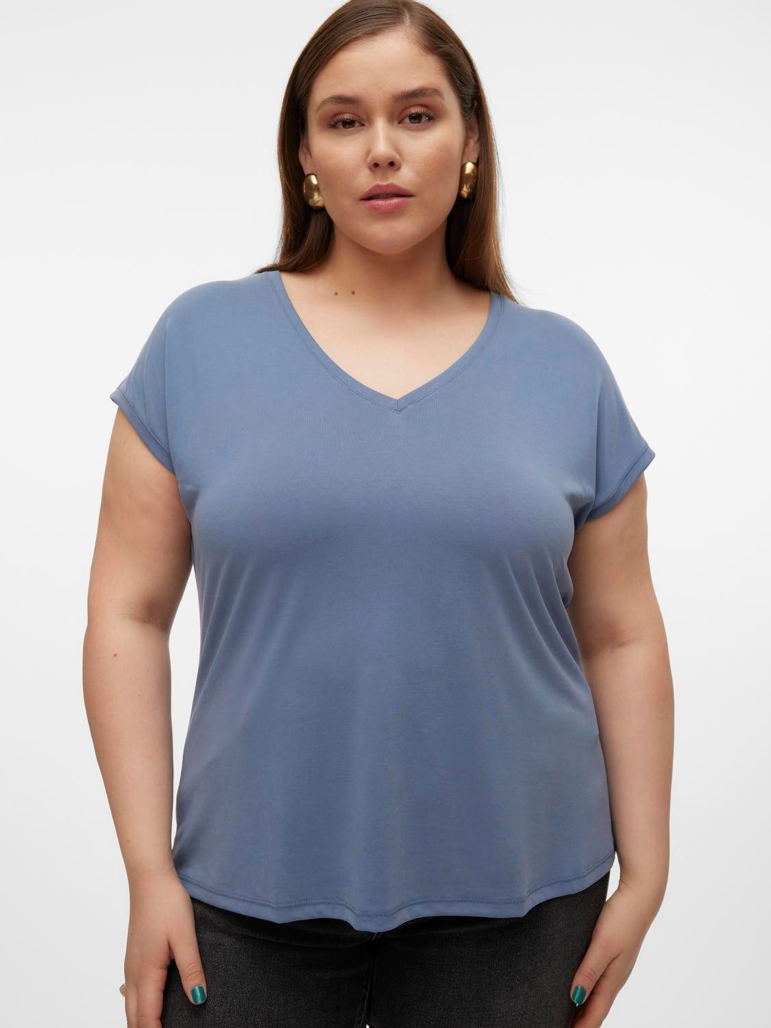 Vero Moda Curve Shirt met V-hals VMFILLI SS V-NECK TEE GA CURVE