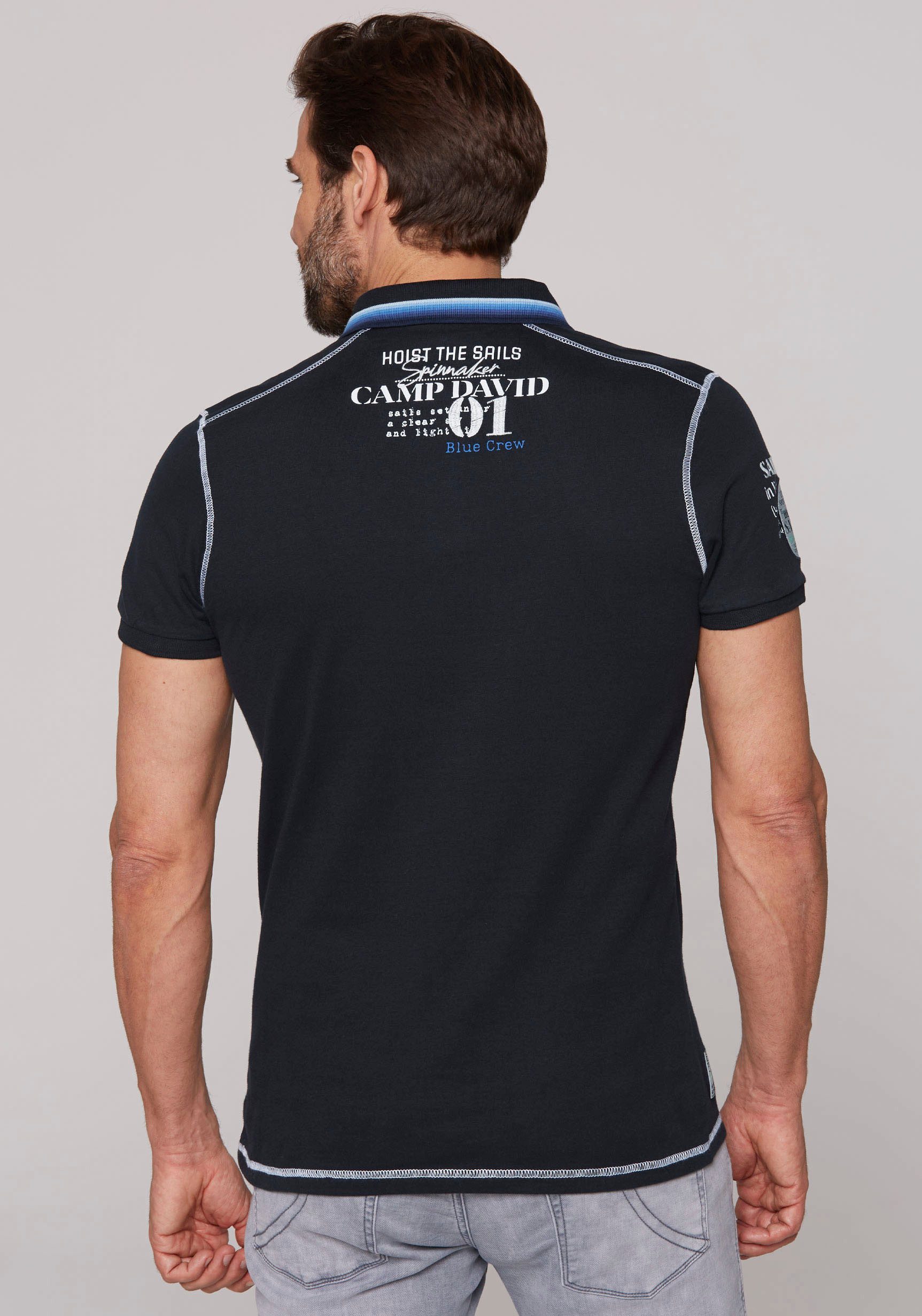 CAMP DAVID Poloshirt met logo-applicaties
