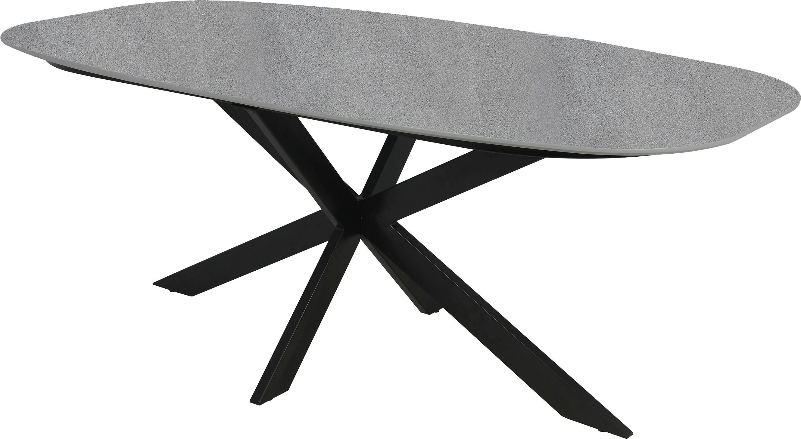 byLIVING Eettafel Ovaal in bootvorm, tafelblad in natuursteen-look grijs, breedte 200 cm