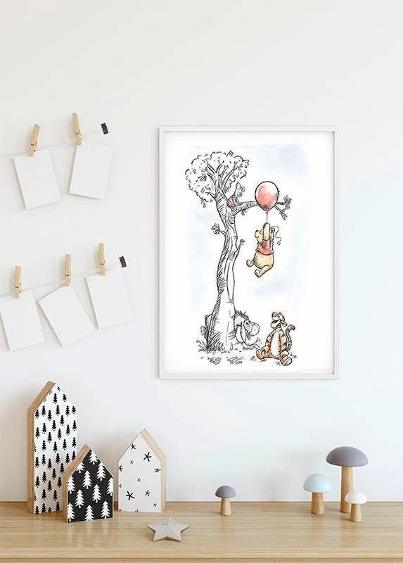 Komar Wanddecoratie Winnie The Pooh Hang on Wanddecoratie voor de kinderkamer - zonder lijst (1 stuk)