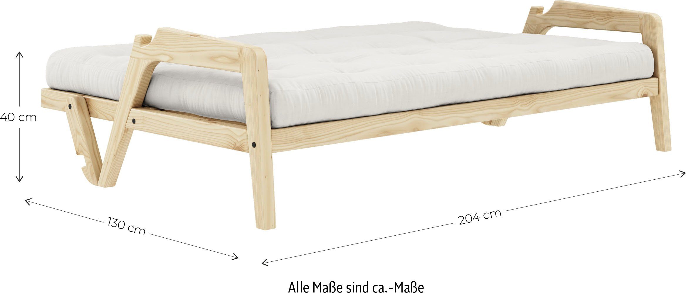 Karup Slaapbank Graf Met houtstructuur, incl. futonmatras, ligoppervlak 130x190 cm