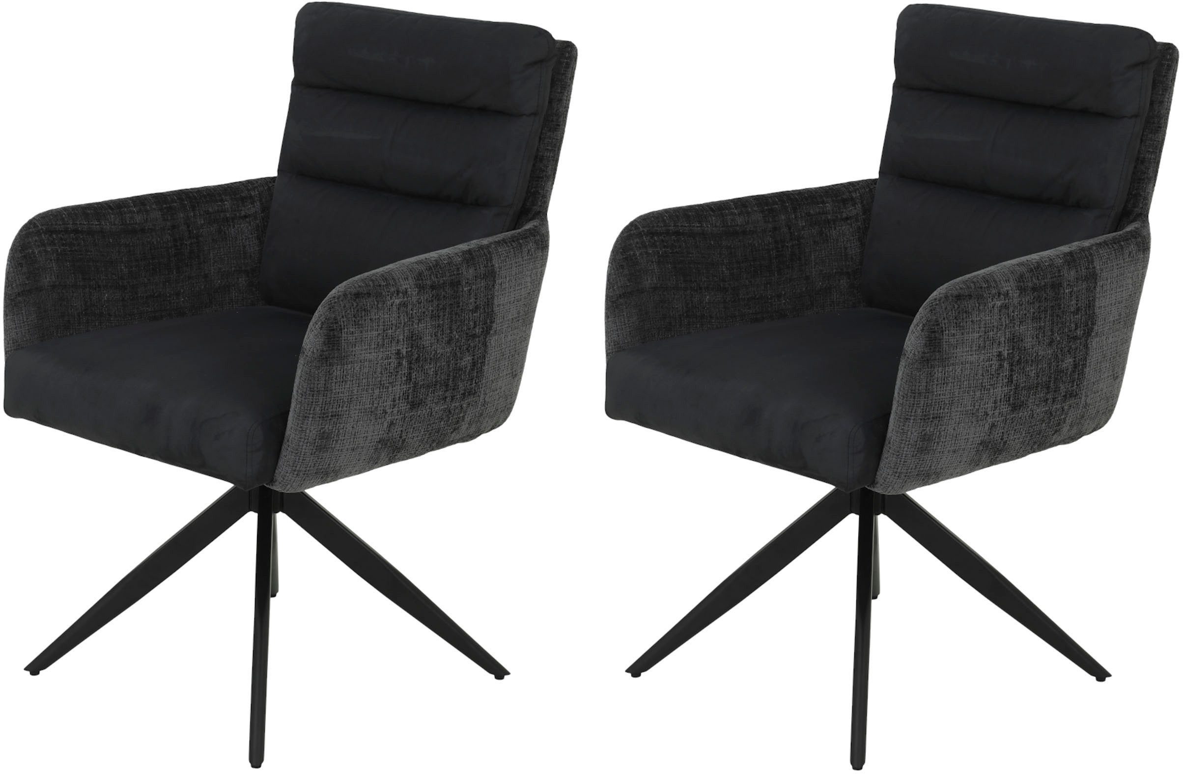 HELA Stoel met armleuningen LEANDRA met auto-Return Comfortstoel met veren, eetkamerstoel draaibaar (set, 2 stuks)