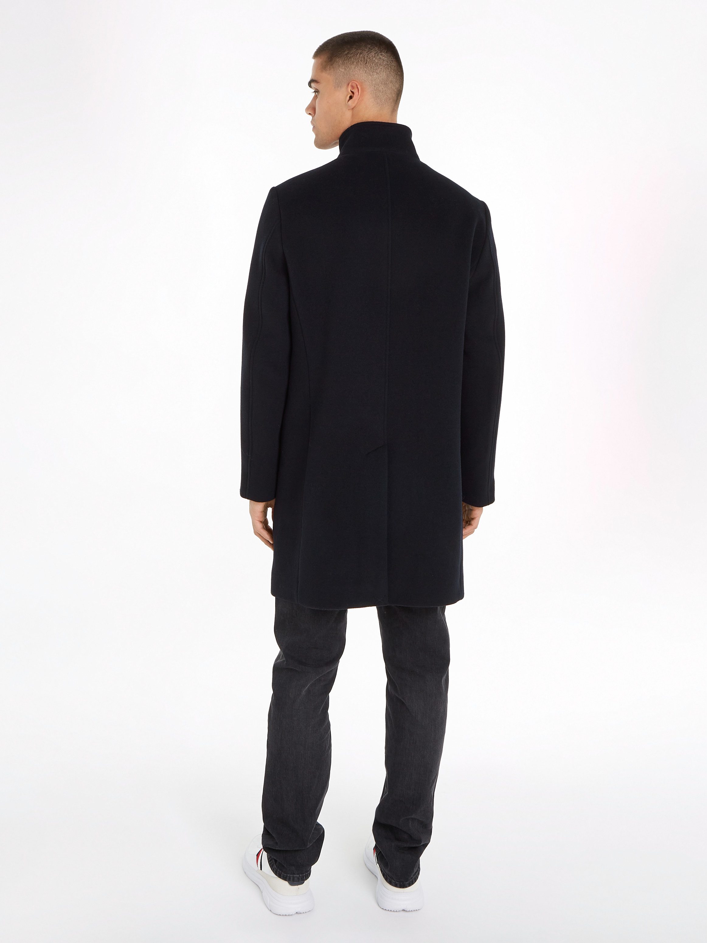 Tommy Hilfiger Wollen jas DC STAND COLLAR WOOL MIX COAT