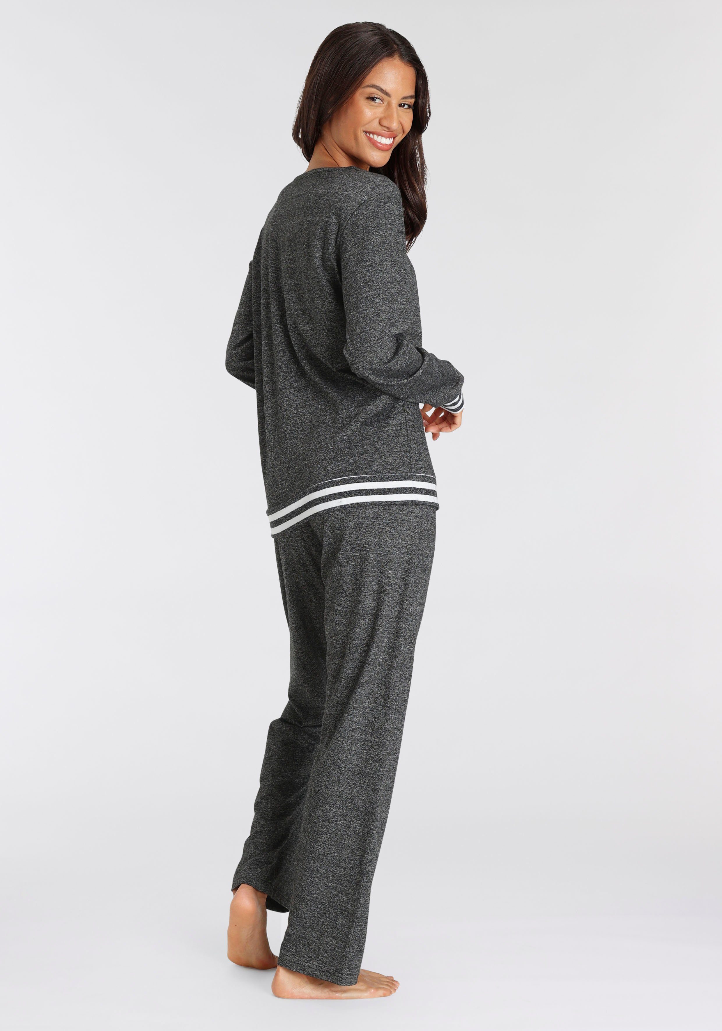 Vivance Dreams Pyjama met gestreepte boorden (2-delig)