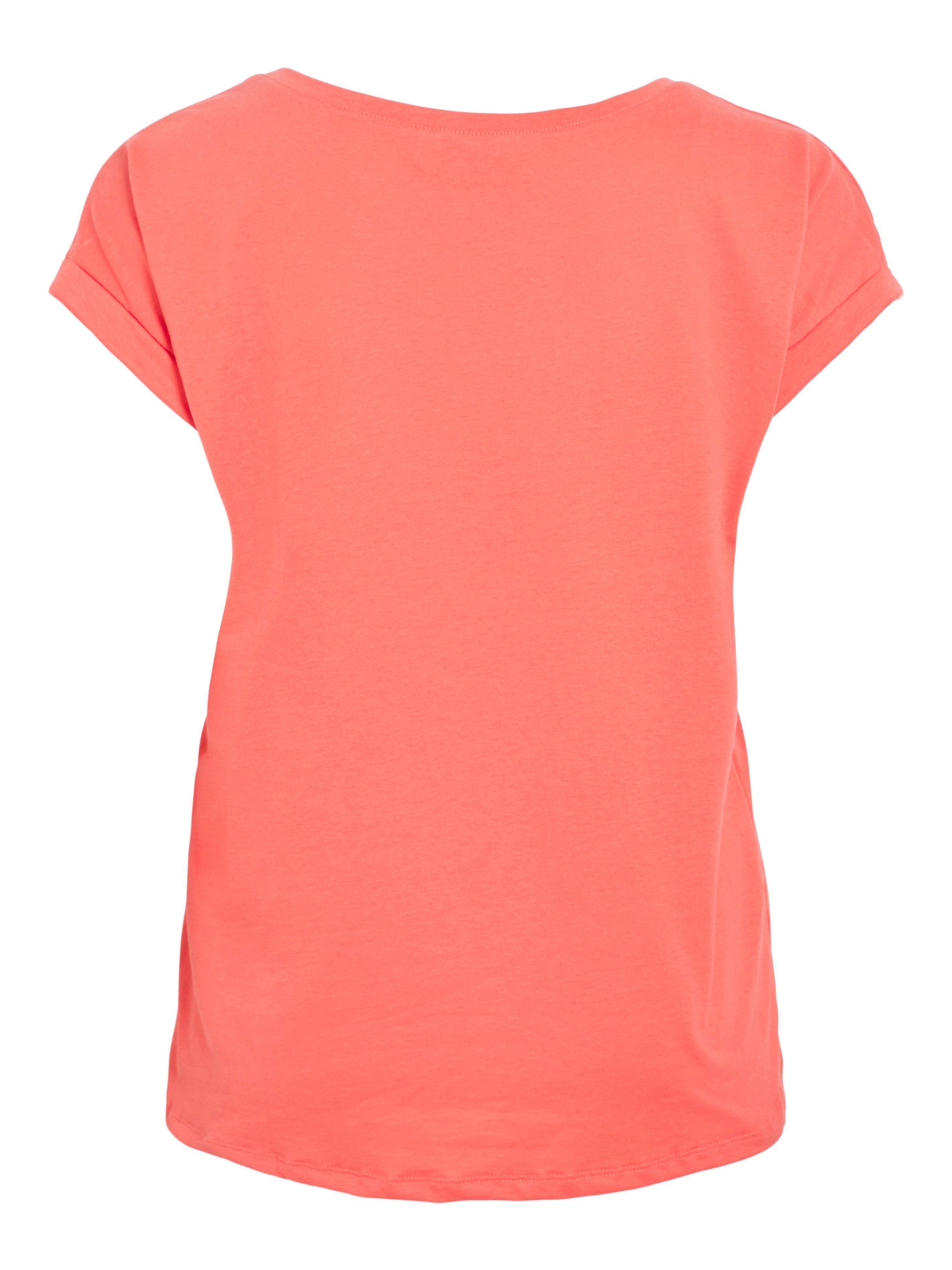 Vila Shirt met ronde hals VIDREAMERS NEW PURE T-SHIRT/SU-NOOS Basic dames T-shirt met ronde hals en omgeslagen mouwen