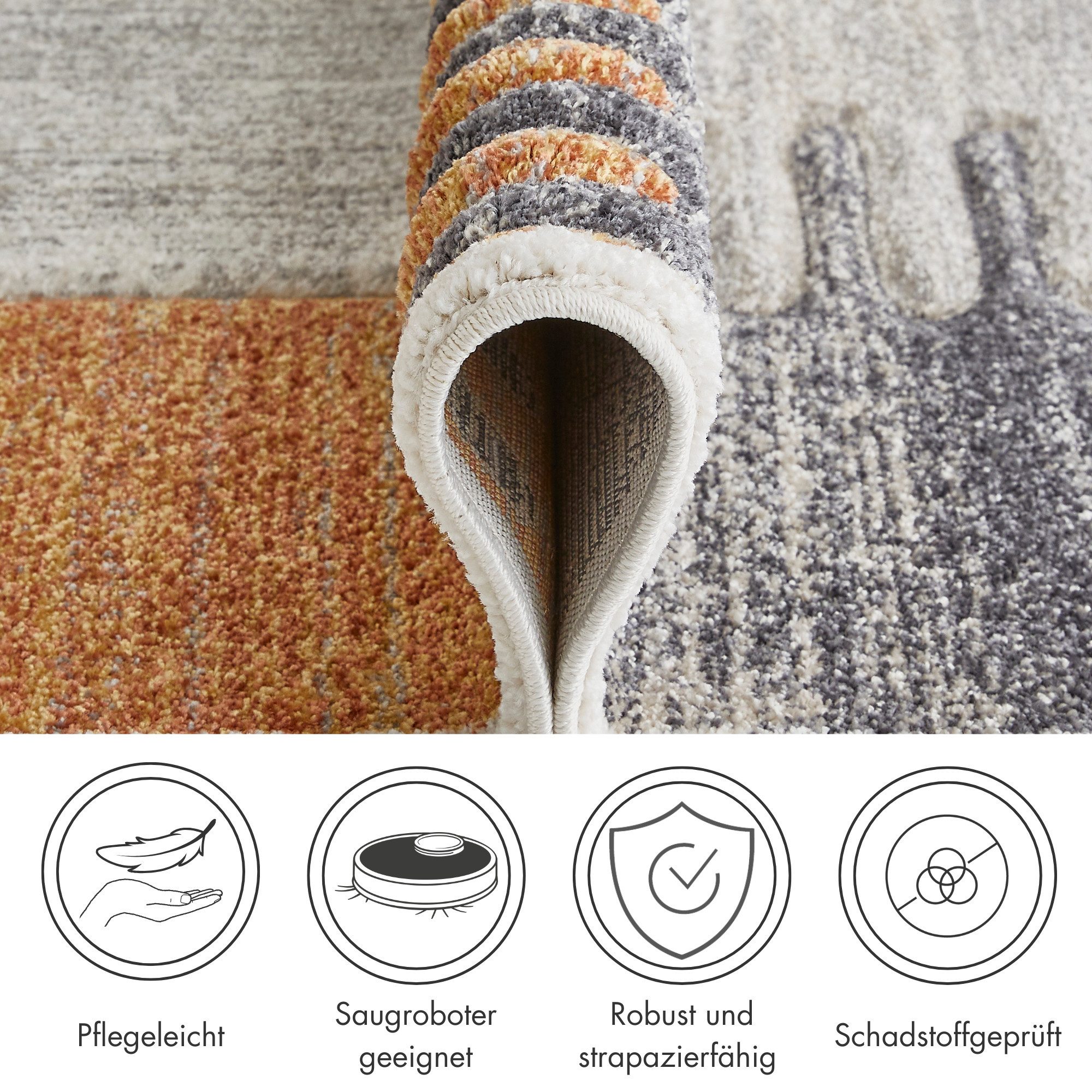 LUXOR living Vloerkleed Toronto Kortpolig, modern patchwork-ontwerp, hoog-laag structuur, woonkamer