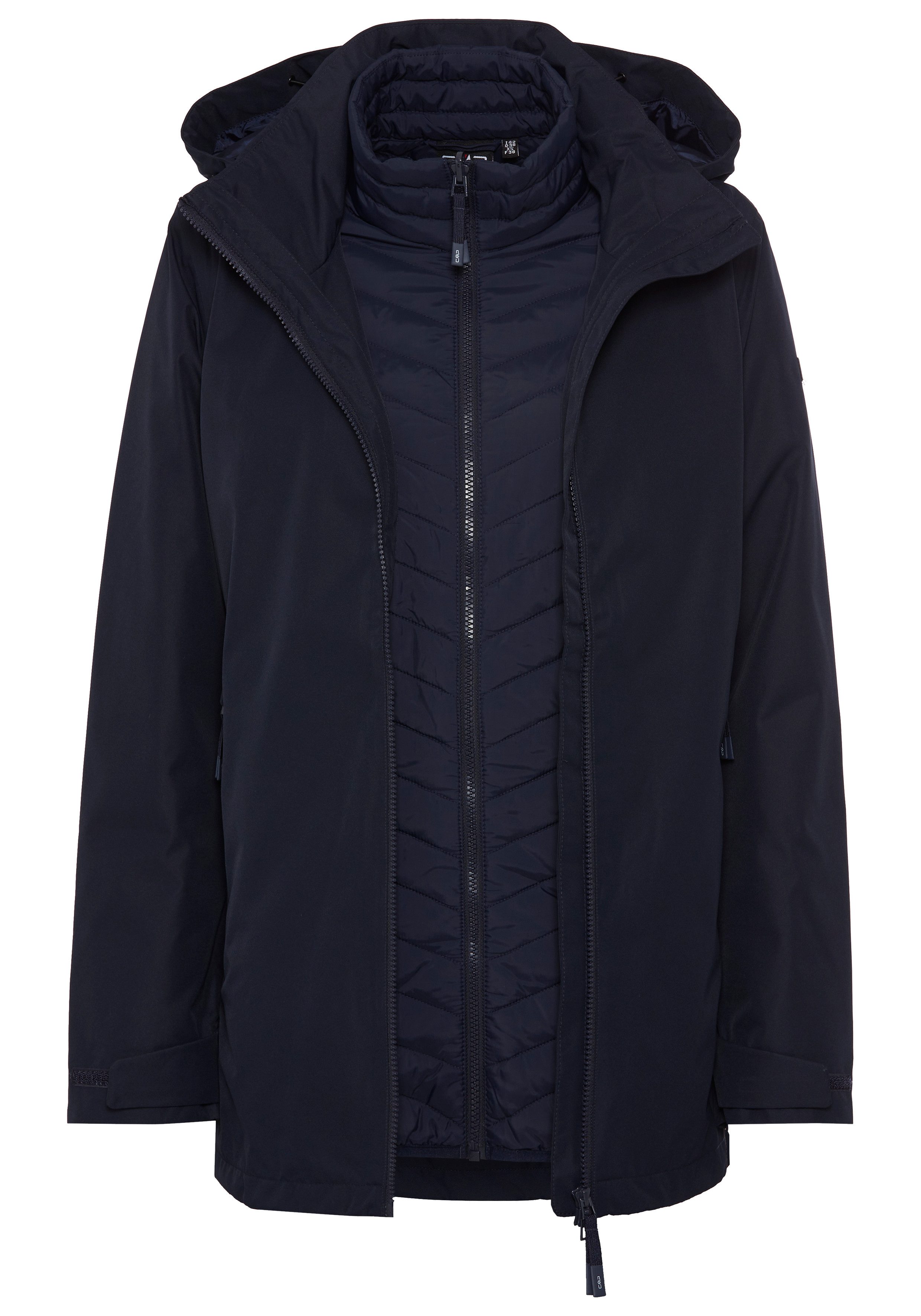 CMP Functioneel 3-in-1-jack WOMAN LONG JACKET ZIP HOOD DETACHABLE