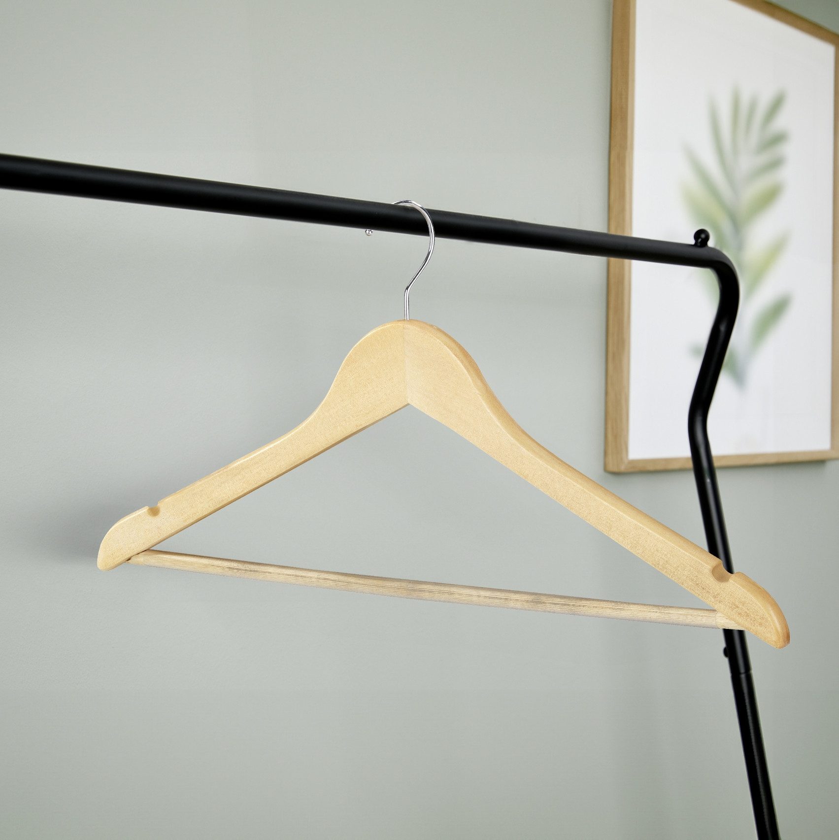 WENKO Kleerhanger Eco voor kapstok & kledingkast, met broeksteun & rokinkeping, hout (set, 8-delig)