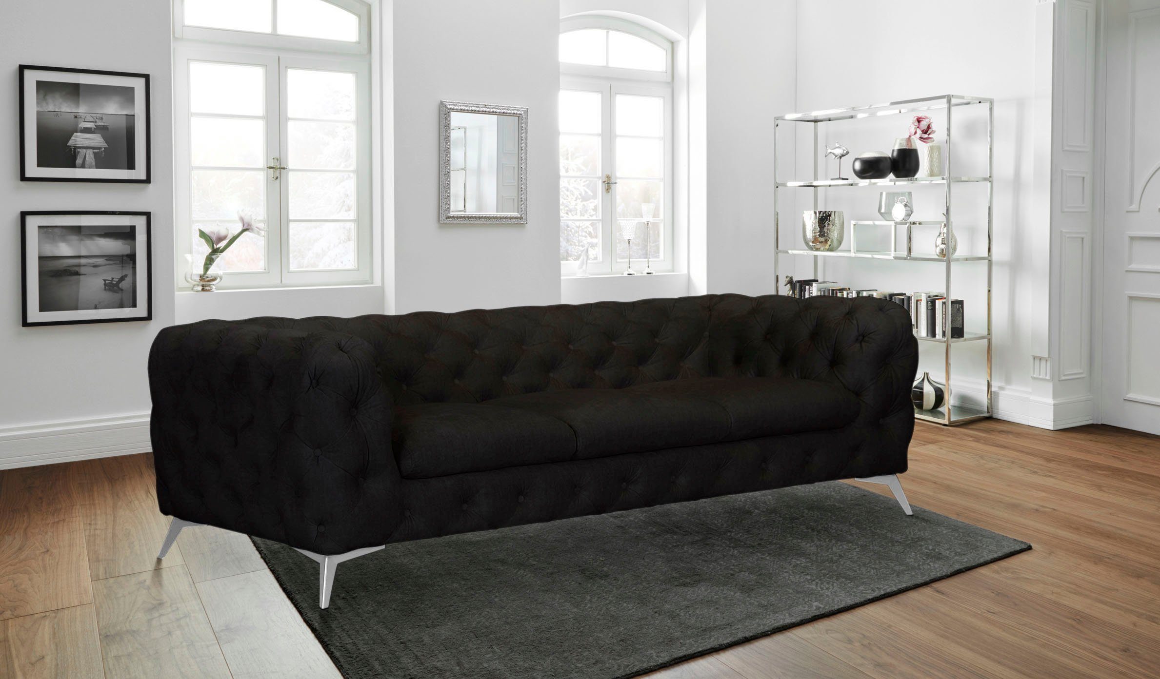 Leonique Chesterfield-bank Glynis luxueuze capitonnage, moderne chesterfield look, kleur van de poten ter keuze