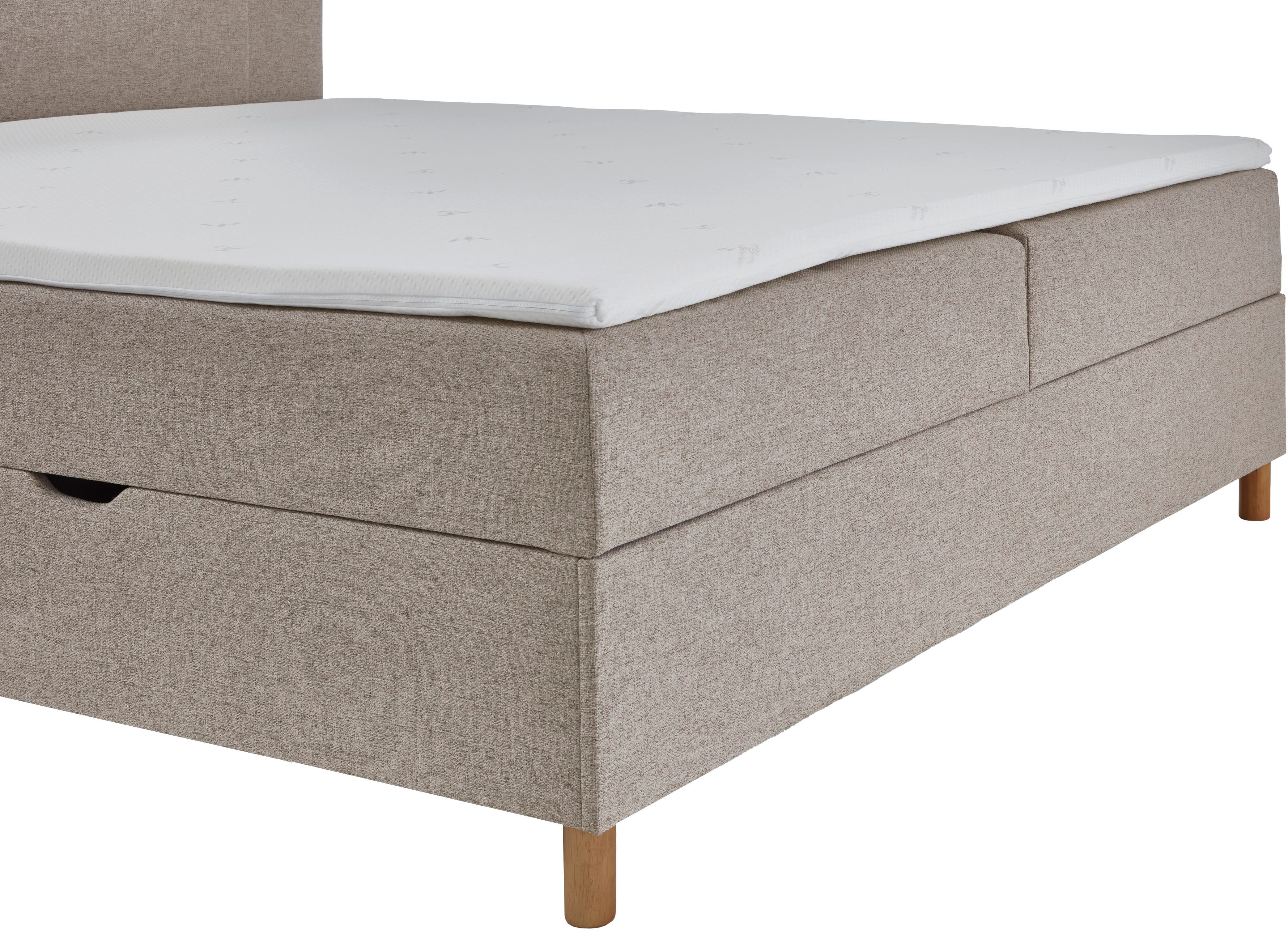 INOSIGN Boxspring Escalon II, met opbergruimte, inclusief topper, met houten poten