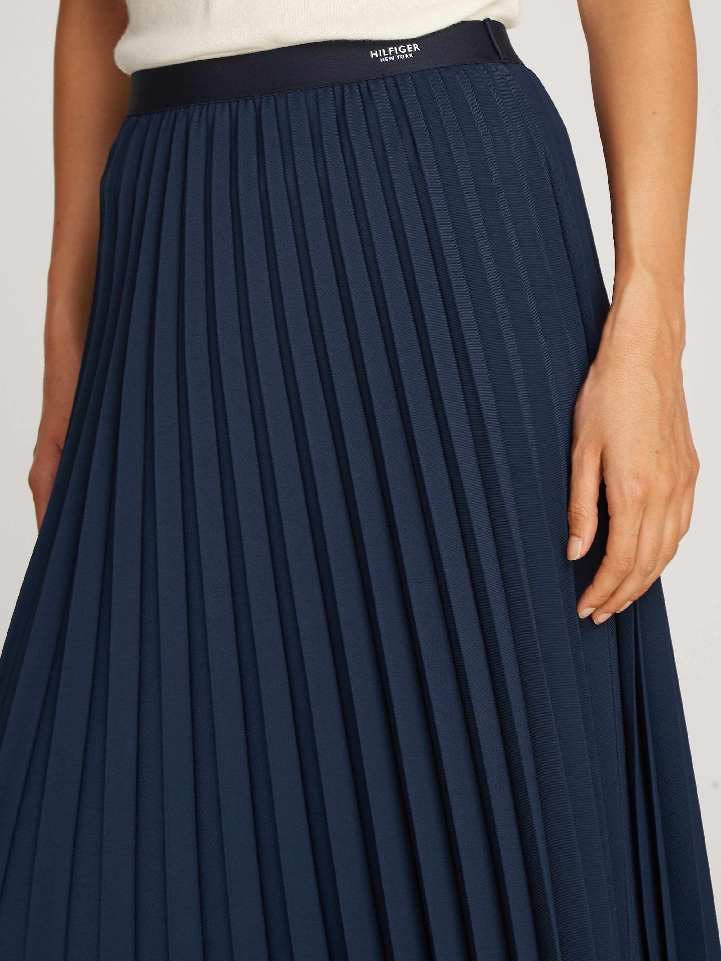 Tommy Hilfiger Plissérok FLUID PLEATED PULL ON MIDI SKIRT