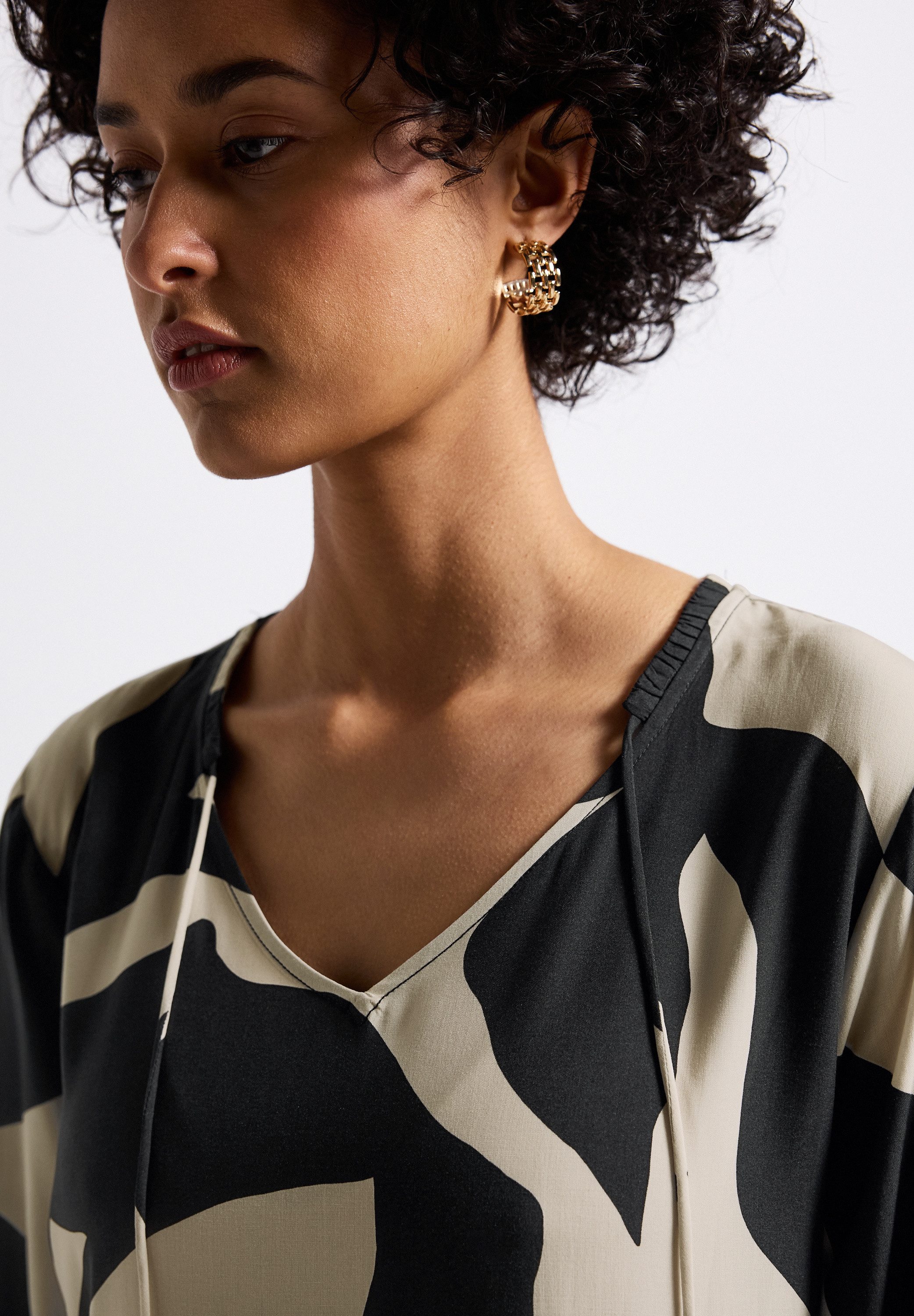 STREET ONE Midi-jurk met grafisch patroon en 3/4-mouwen