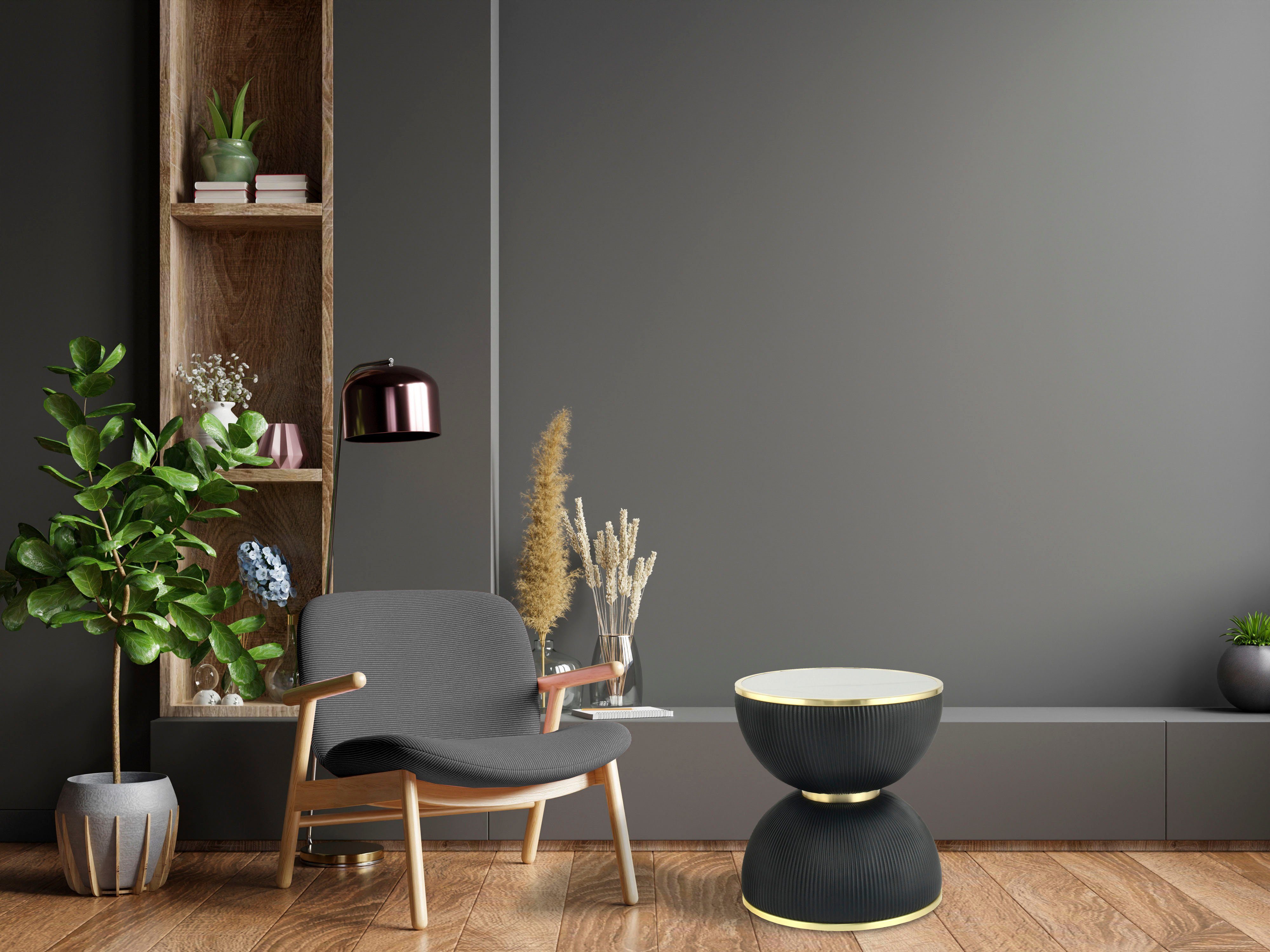 Kayoom Bijzettafel Jokai 225, ijzeren frame, PU-stof bekleding, gesinterde steenplaat (1 stuk)