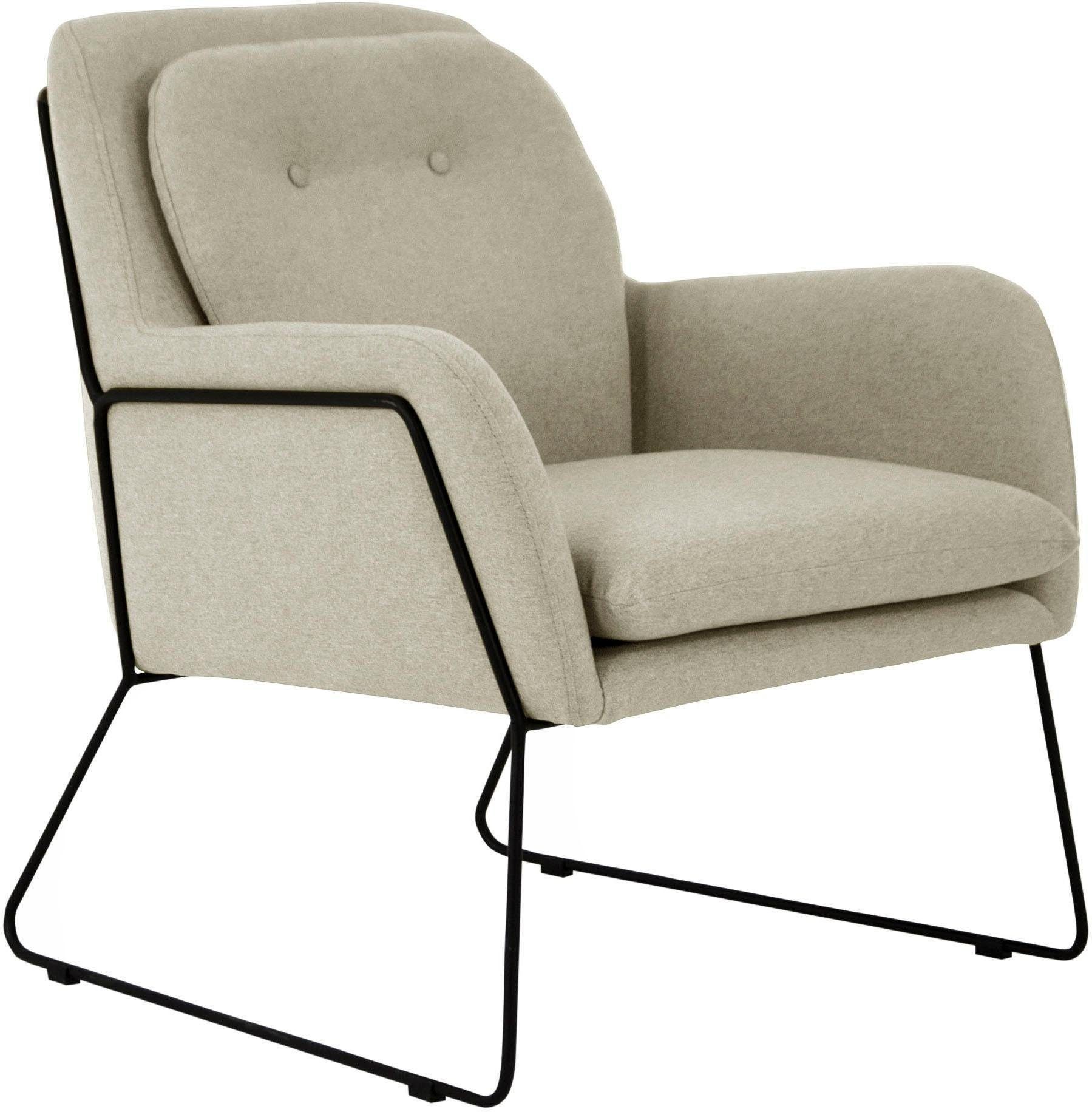 INOSIGN Fauteuil Flin cocktailstoel met knopen en kussen-look achter