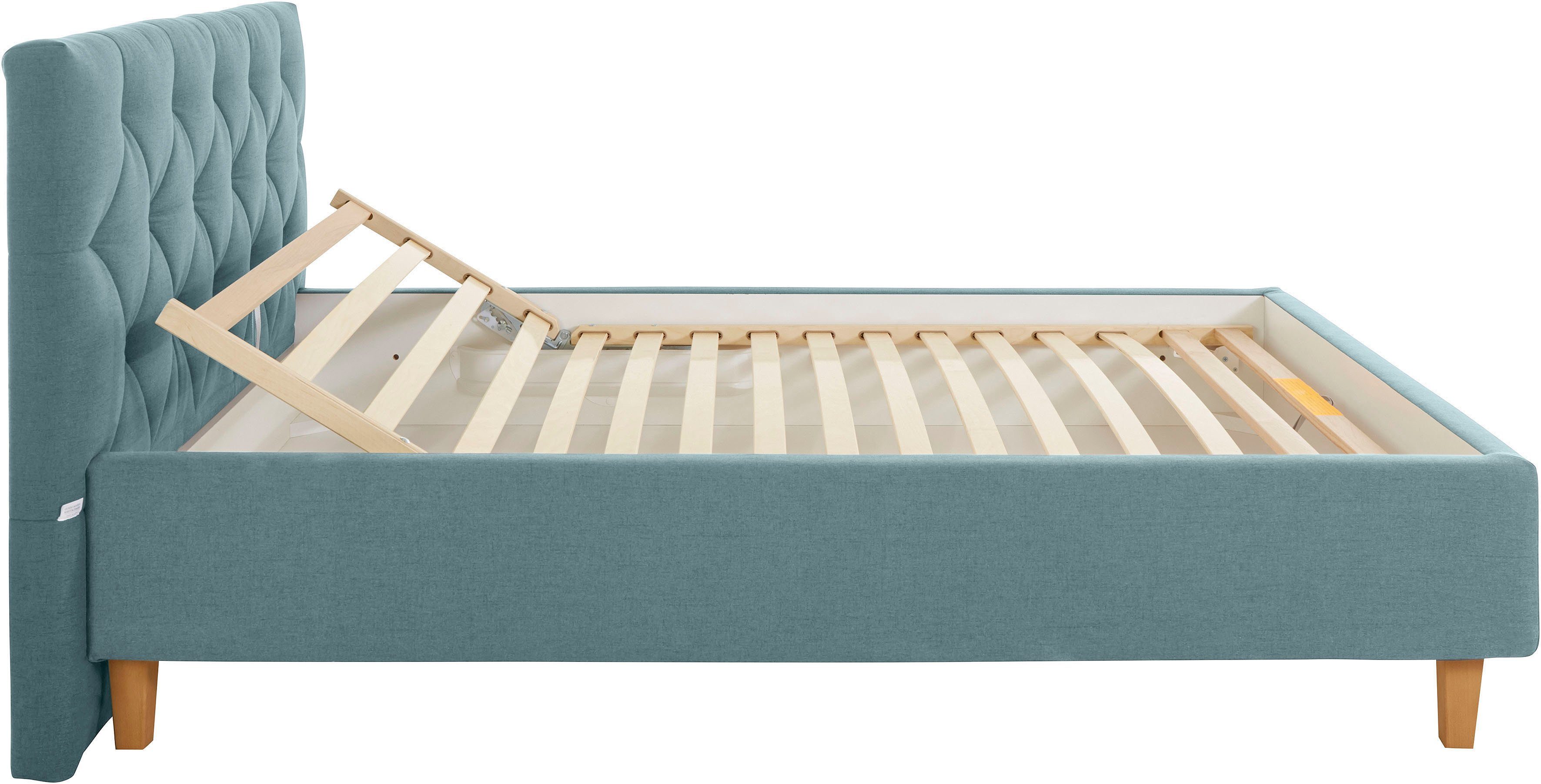 Guido Maria Kretschmer Home&Living Gestoffeerd bed Sunley 100 Kruisstiksel, hoofdbordhoogte 102 cm, zonder of met matras/lattenbodem