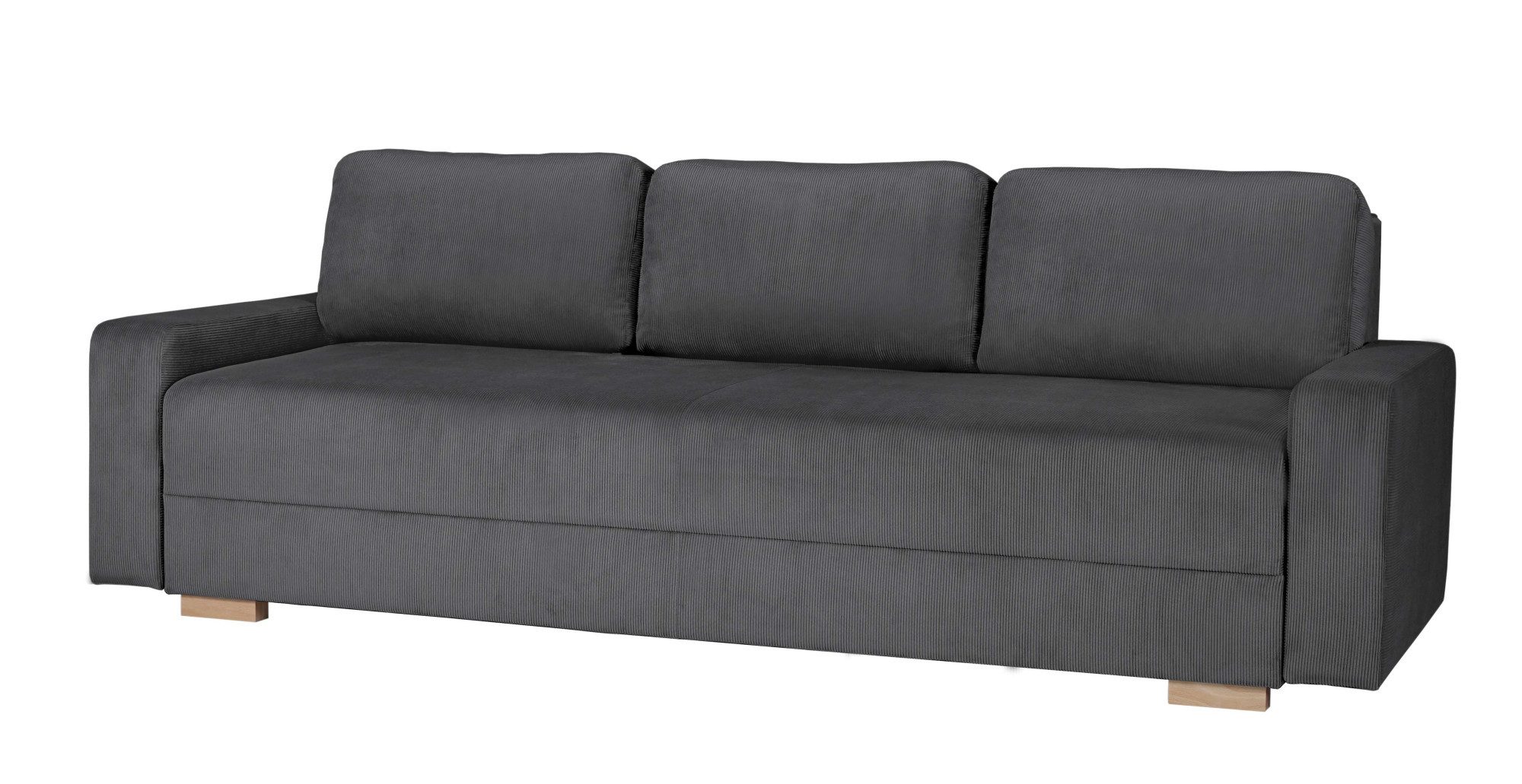 INOSIGN 3-zitsbank SHERIDIAN slaapbank met bedlade, in fijncord en velvet met golvende ondervering, moderne bekleding, b/h/d 225/94/80