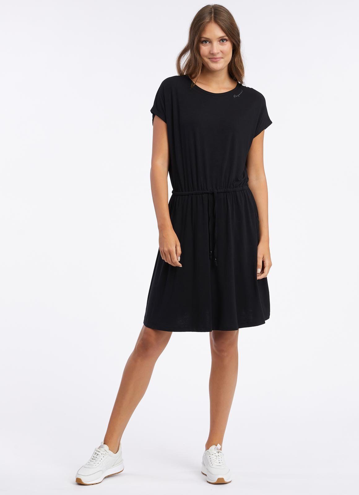 Ragwear Midi-jurk PECORINO met kleine logo borduursel aan de hals en taille-bindceintuur