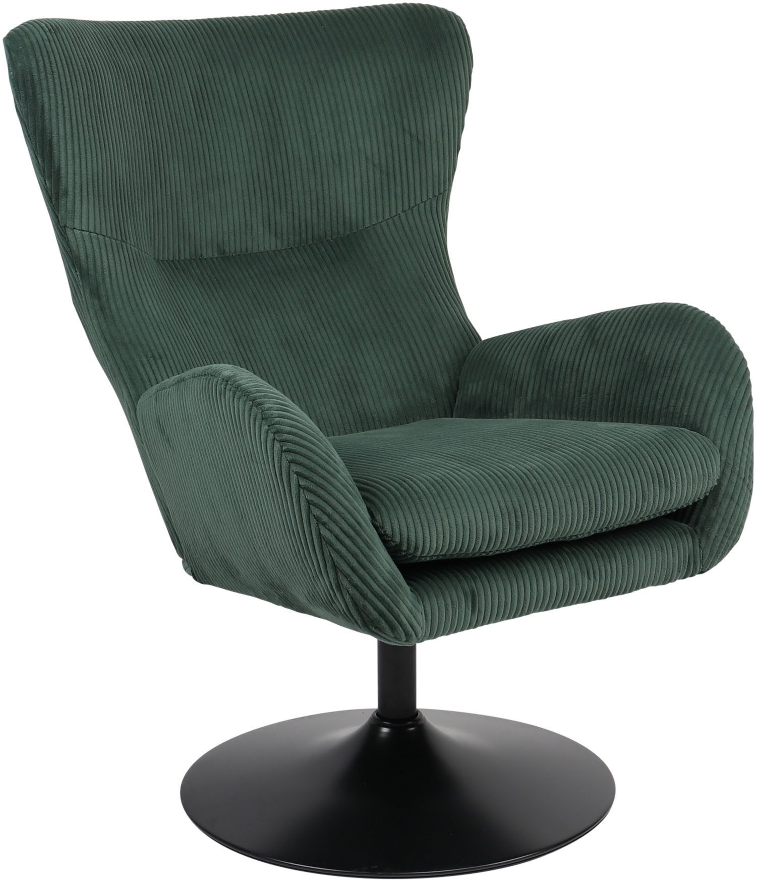 HELA Loungestoel Samos Fauteuil, draaibaar, trompetvoet, microvezel breedcord, armleuningen (1 stuk) fauteuils groen