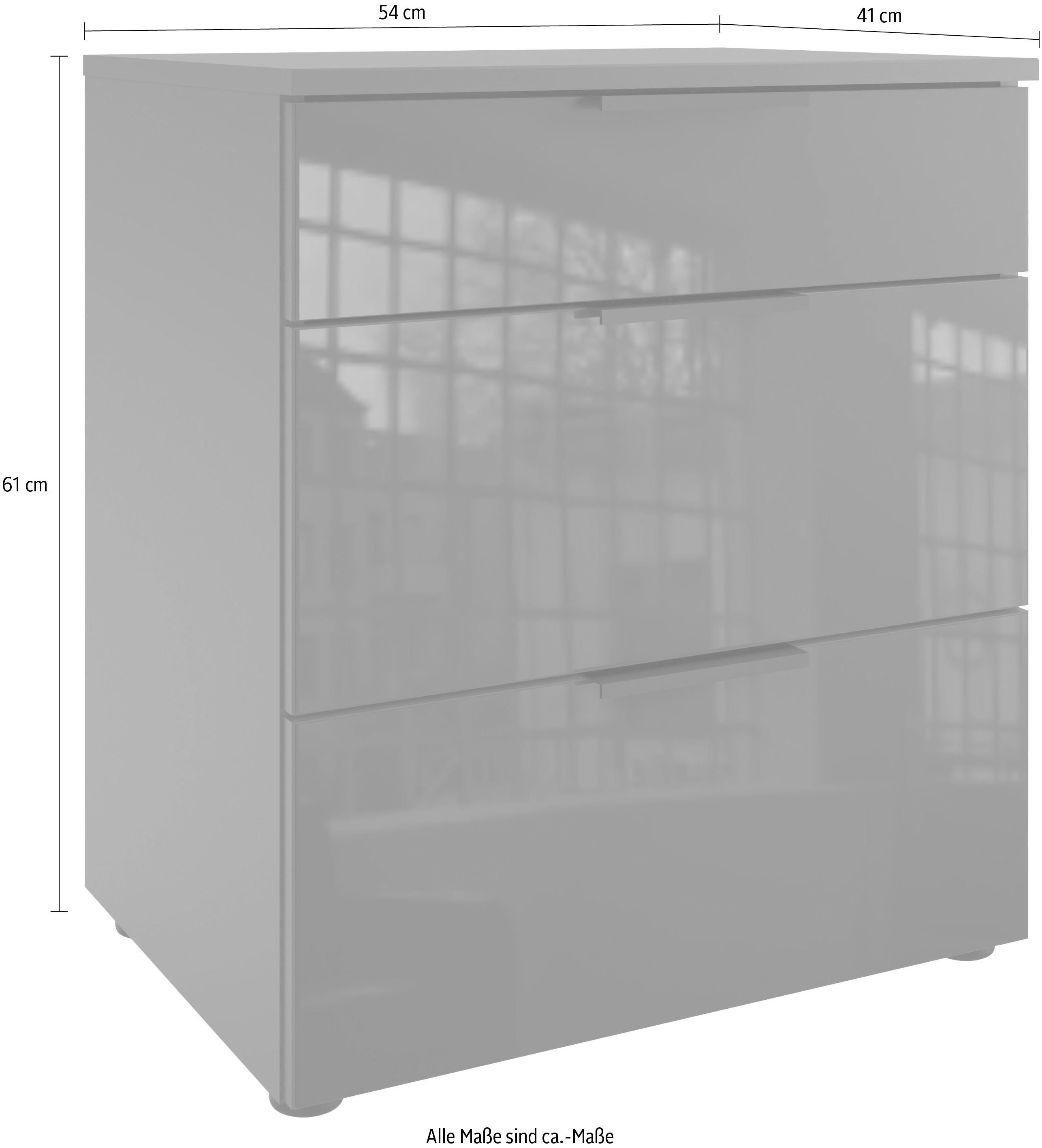 Wimex Nachtkastje Level36 black C by fresh to go met glazen elementen aan de voorkant, soft-close functie, 54 cm breed