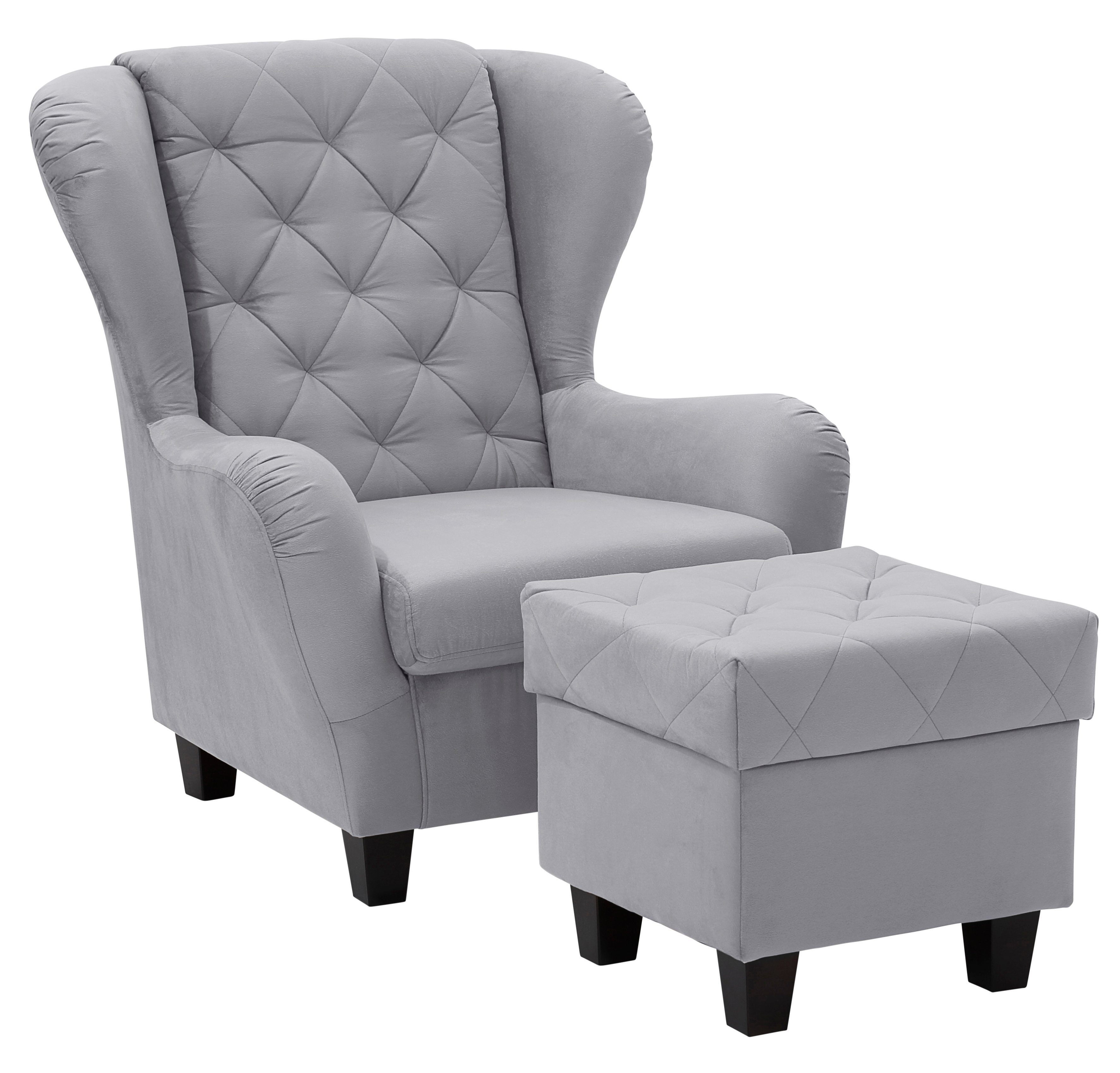 Home affaire Oorfauteuil ALEXANDRA incl. hocker, met stiksels, in vele kleuren (2-delig - 2 stuks)