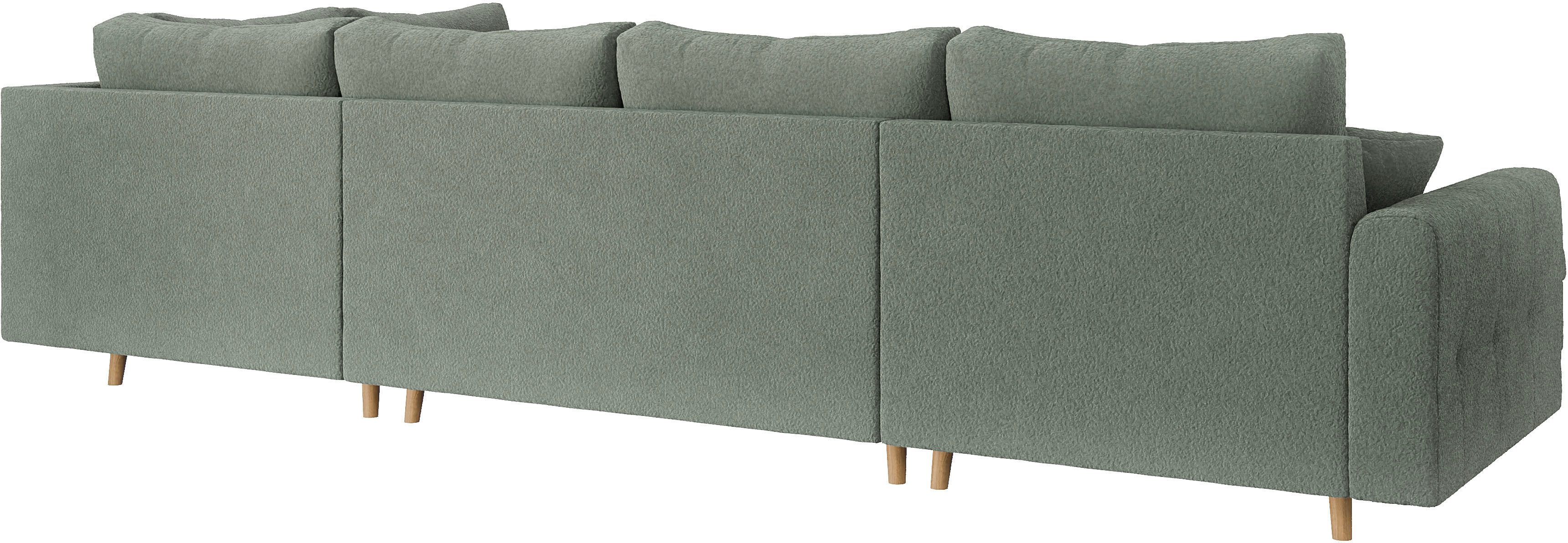 Home affaire Zithoek CHARRE U-vorm met ottomane, afmetingen B/D/H: 310/161/81 cm fijne stiksels, losse rug- en sierkussens, ook in cord en bouclé