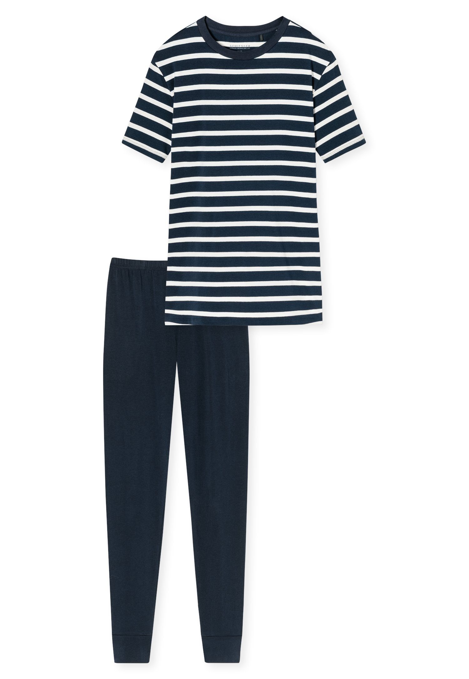 Schiesser Pyjama Casual Essentials met langere snit en modieuze strepen (2-delig)