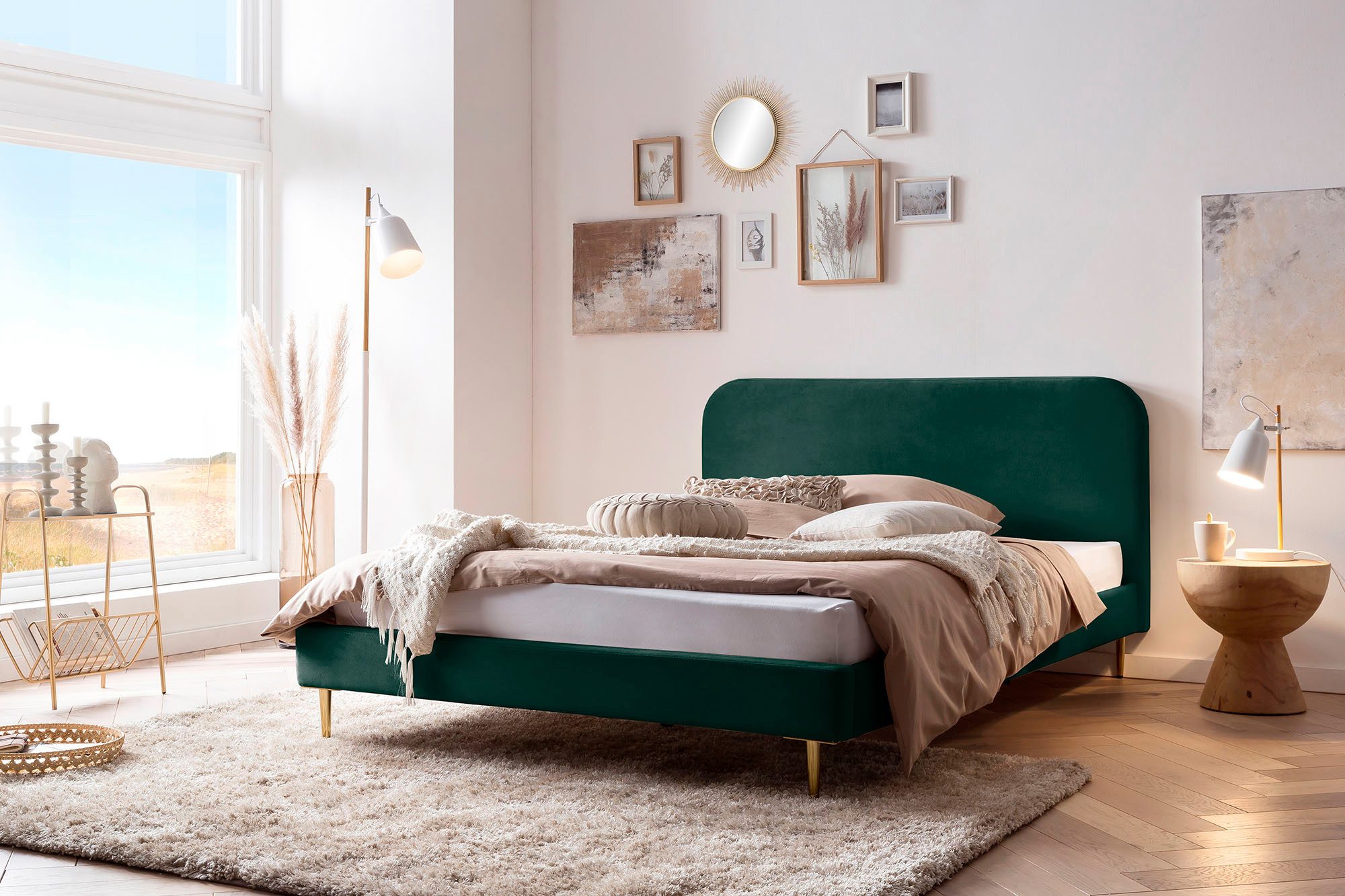 SalesFever Gestoffeerd bed Poten chroom goudkleur