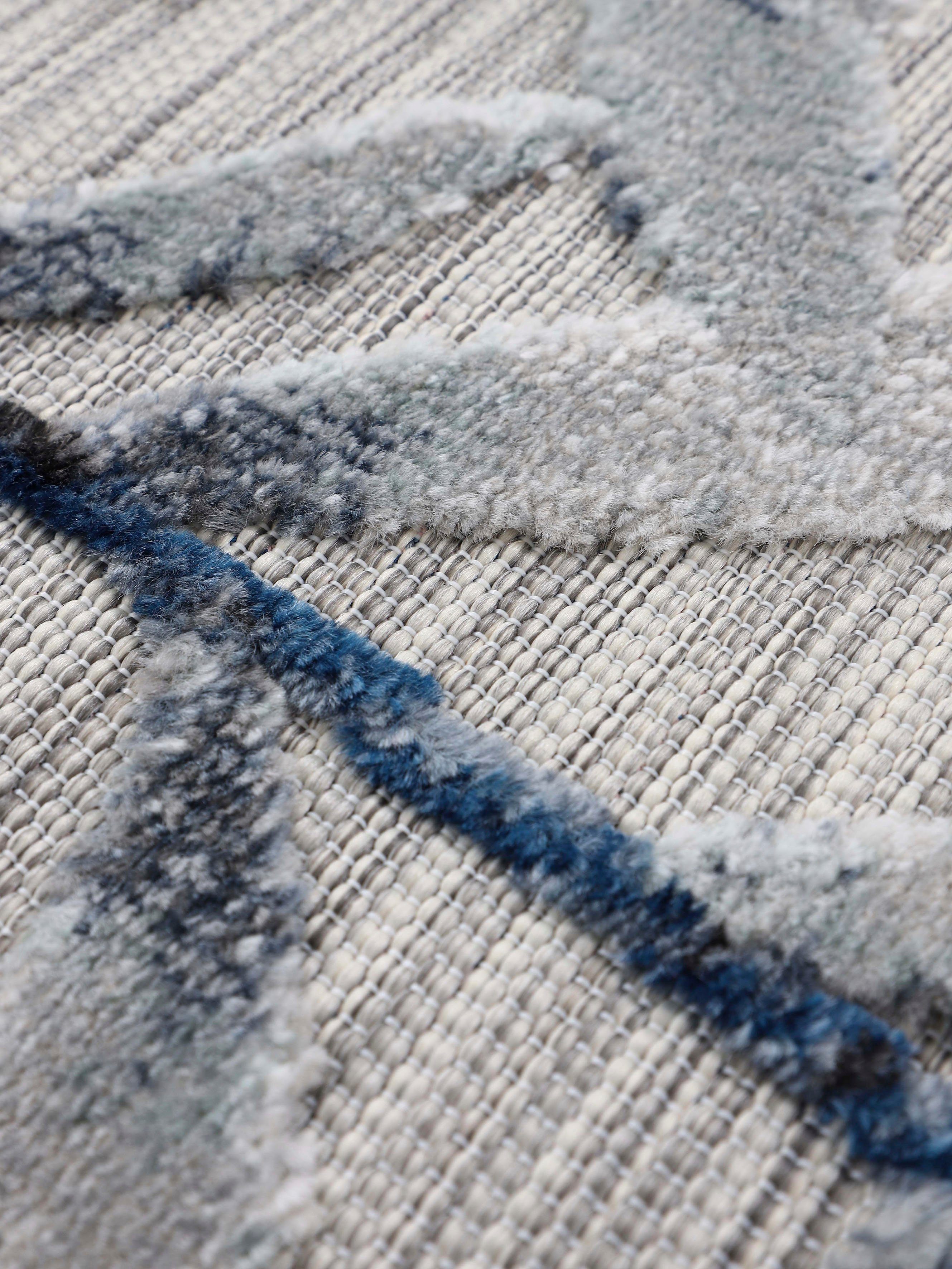 carpetfine Vloerkleed Deja 100 robust vlakweefsel, motief - florale palmbladeren, hoog-laag effect