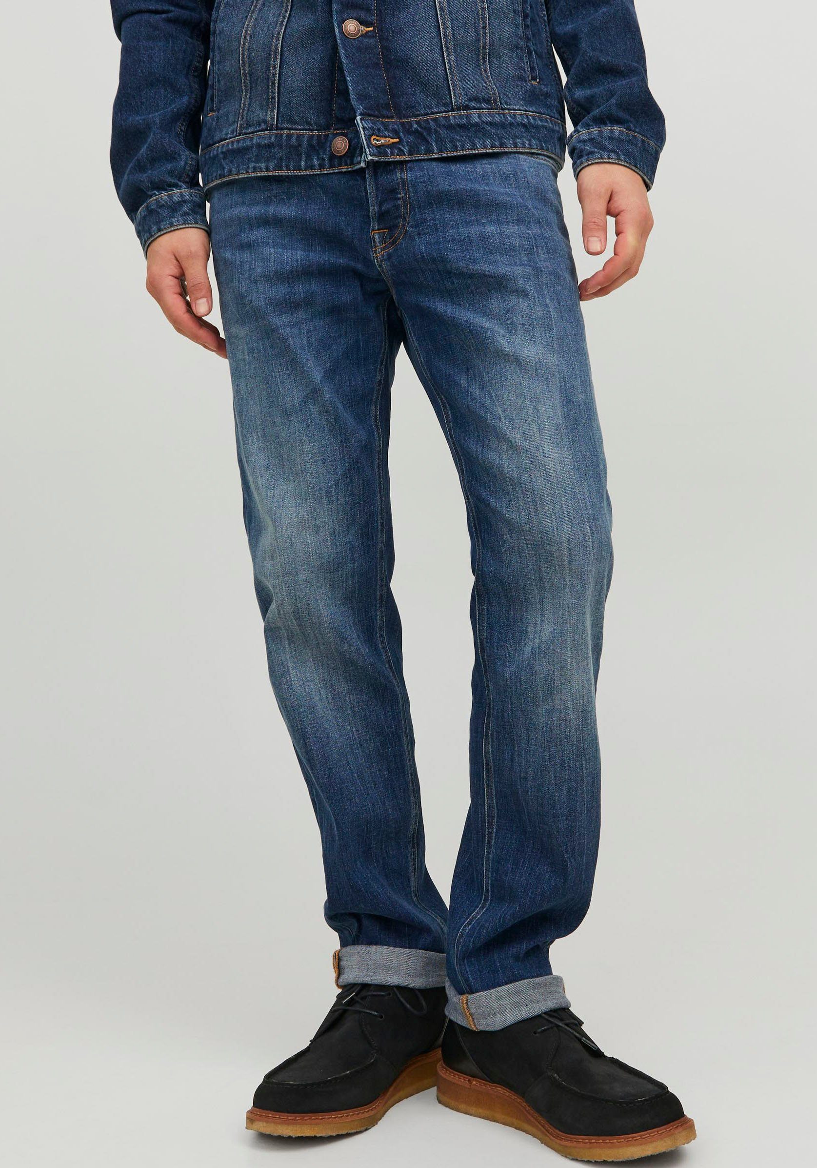 Jack & Jones Tapered jeans JJIMIKE JJORIGINAL AM 355 heren tapered jeans maat 31 blauw
